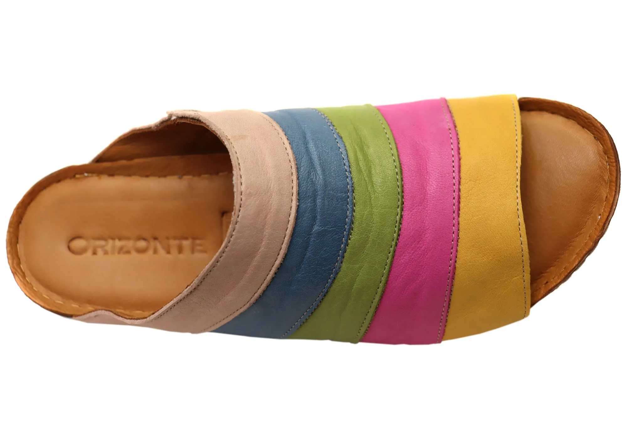 Orizonte Mimi Womens European Comfortable Leather Slides Sandals Orizonte Shoes
