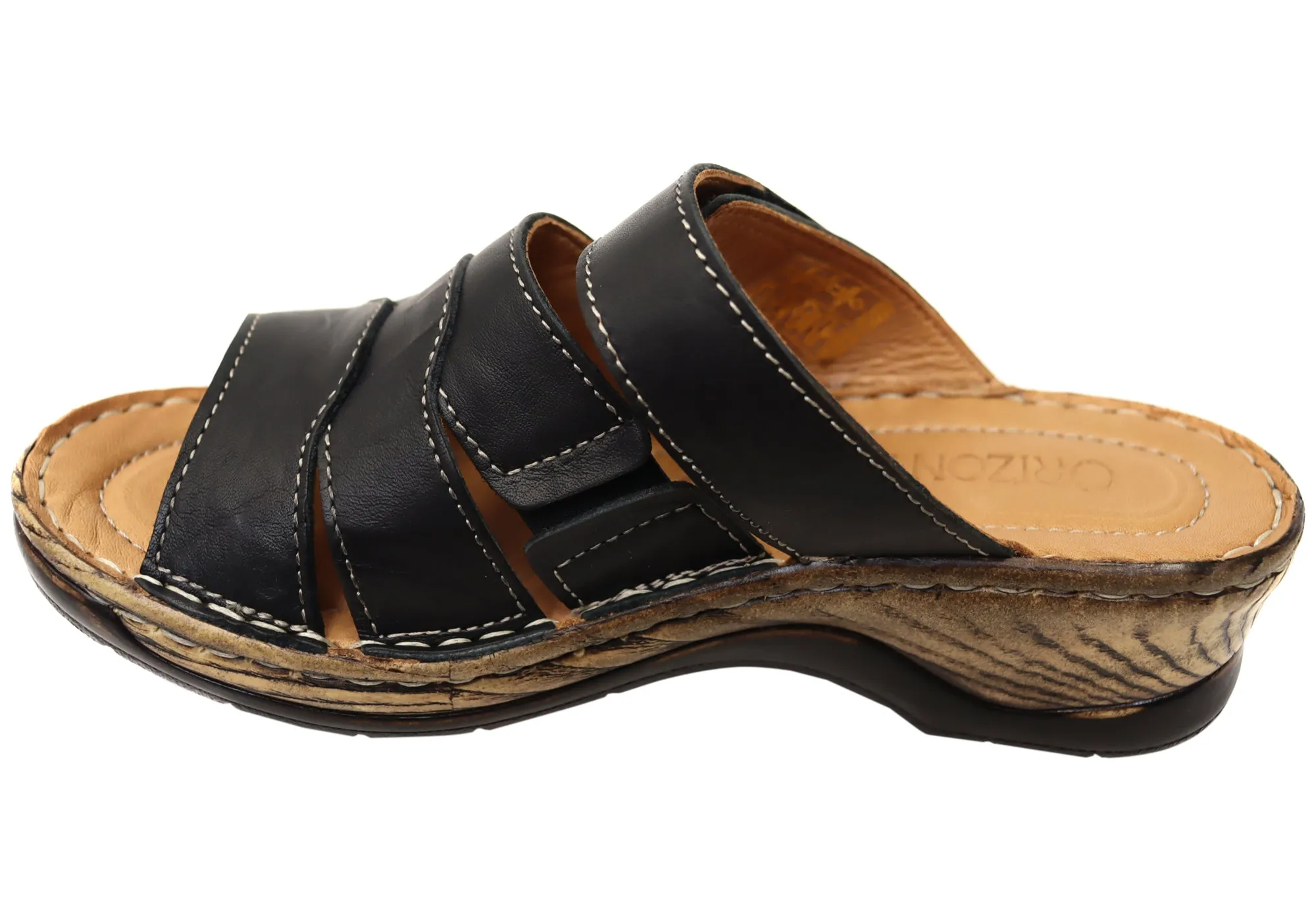 Orizonte Toranto Womens Comfortable European Leather Slides Sandals Orizonte Shoes