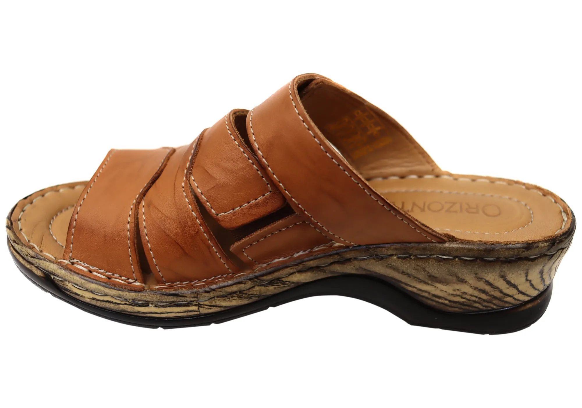 Orizonte Toranto Womens Comfortable European Leather Slides Sandals Orizonte Shoes
