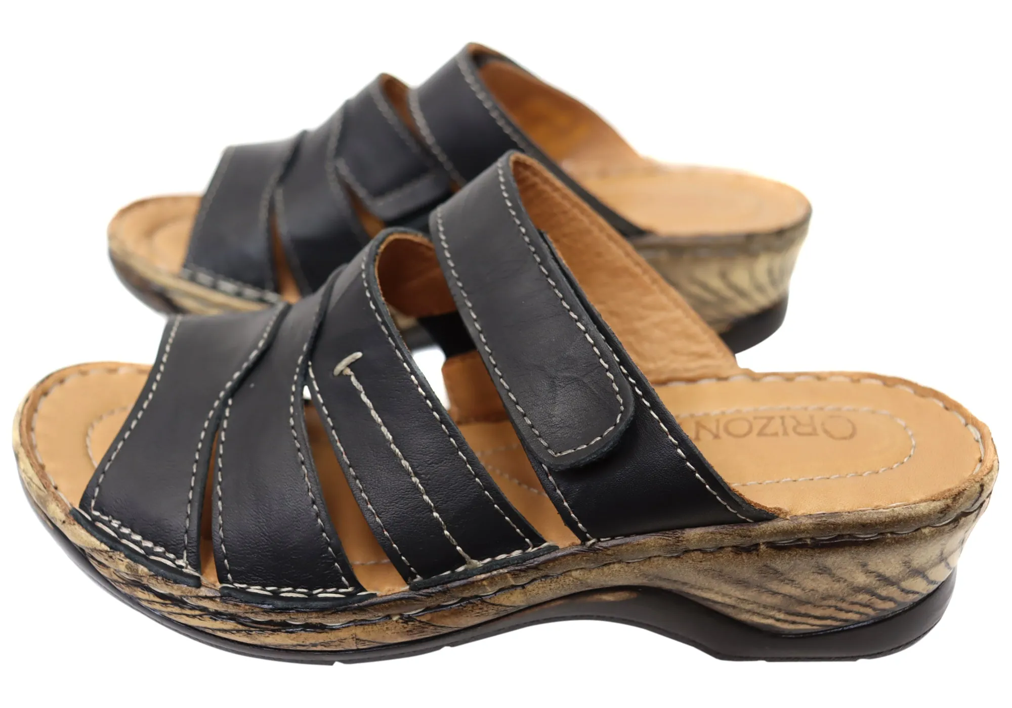 Orizonte Toranto Womens Comfortable European Leather Slides Sandals Orizonte Shoes