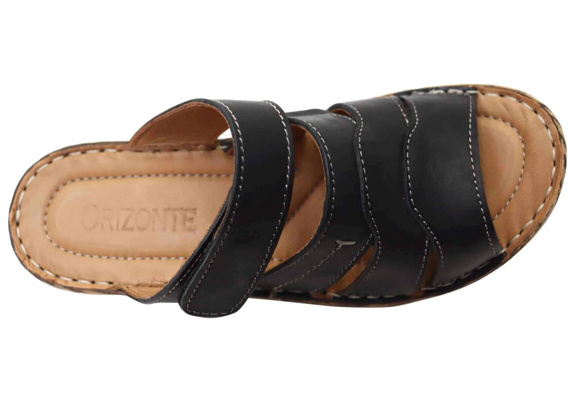 Orizonte Toranto Womens Comfortable European Leather Slides Sandals Orizonte Shoes