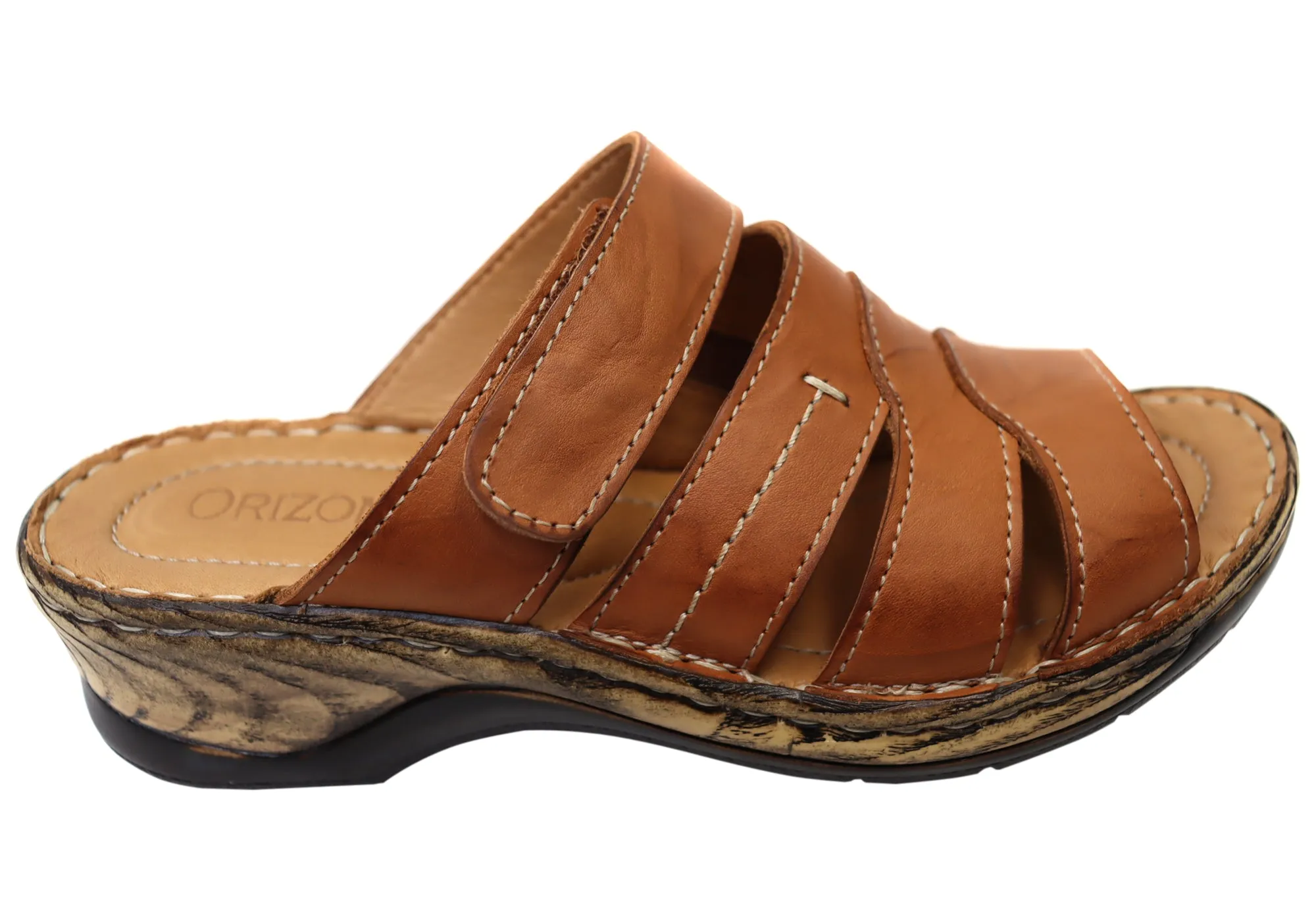 Orizonte Toranto Womens Comfortable European Leather Slides Sandals Orizonte Shoes