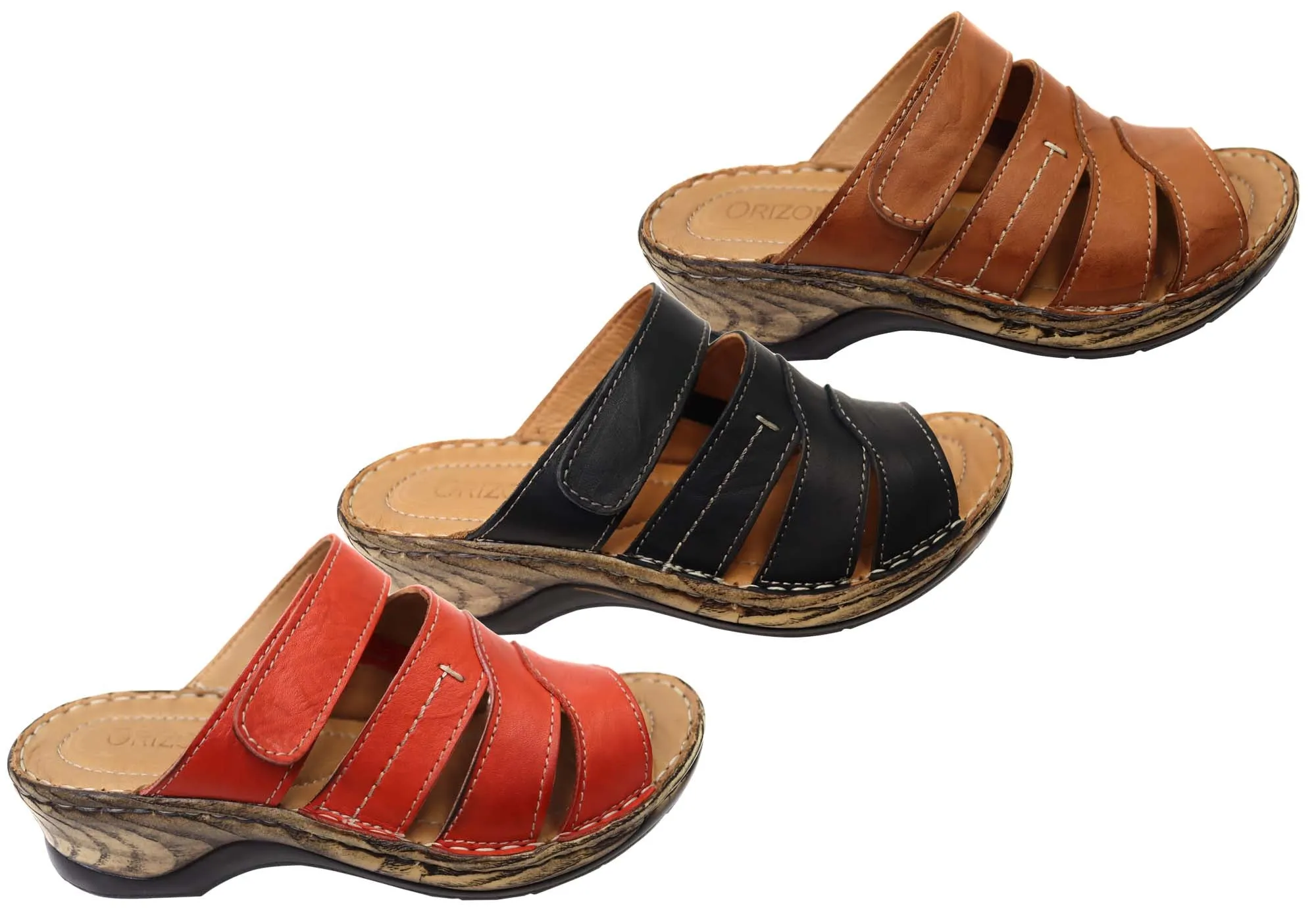 Orizonte Toranto Womens Comfortable European Leather Slides Sandals Orizonte Shoes