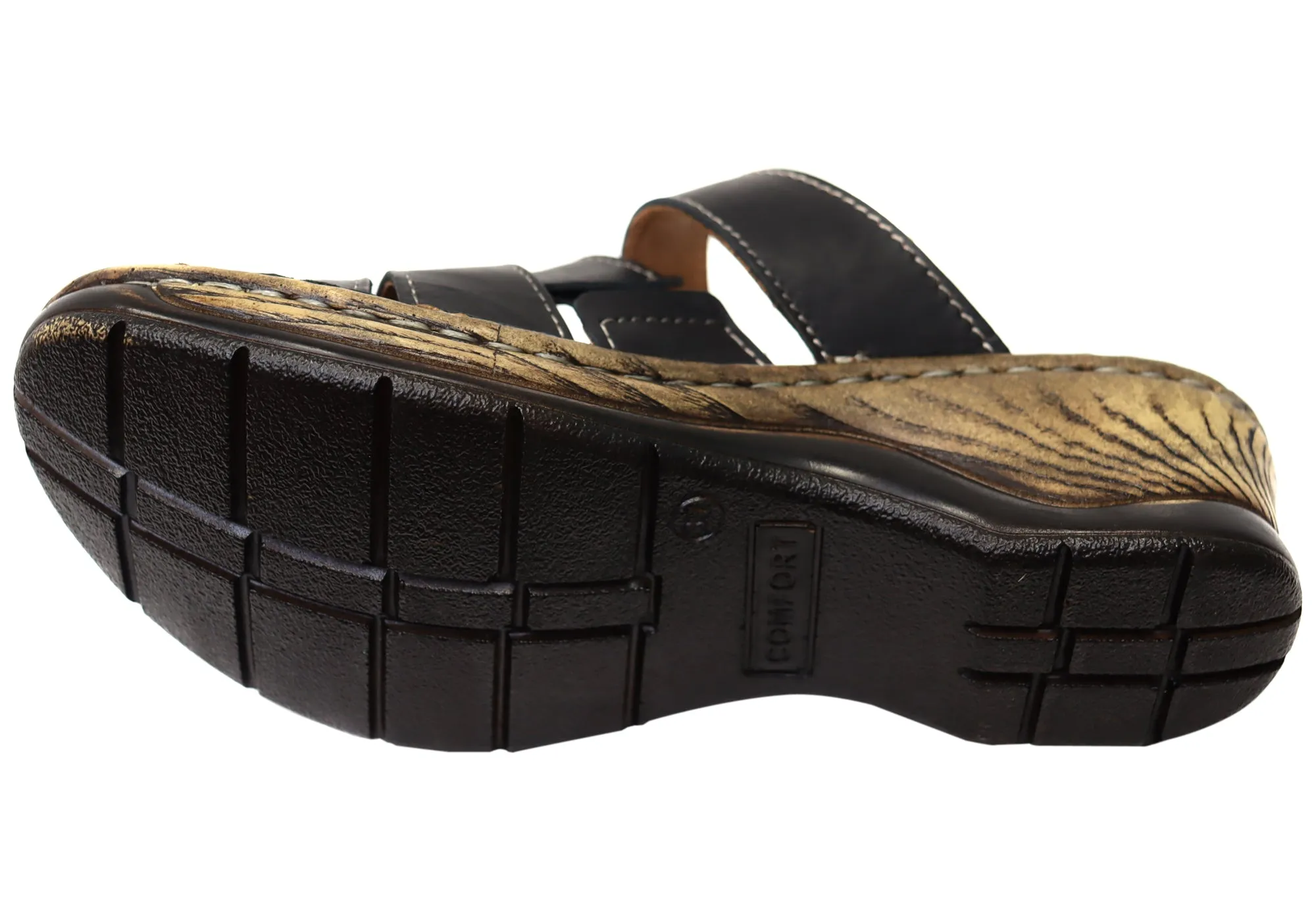 Orizonte Toranto Womens Comfortable European Leather Slides Sandals Orizonte Shoes