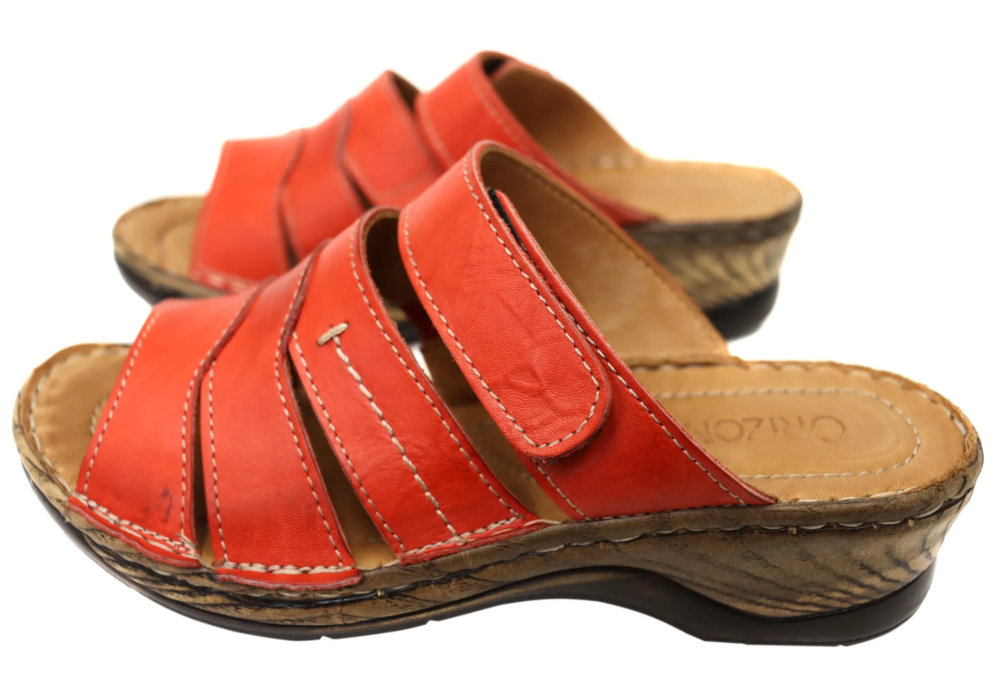 Orizonte Toranto Womens Comfortable European Leather Slides Sandals Orizonte Shoes