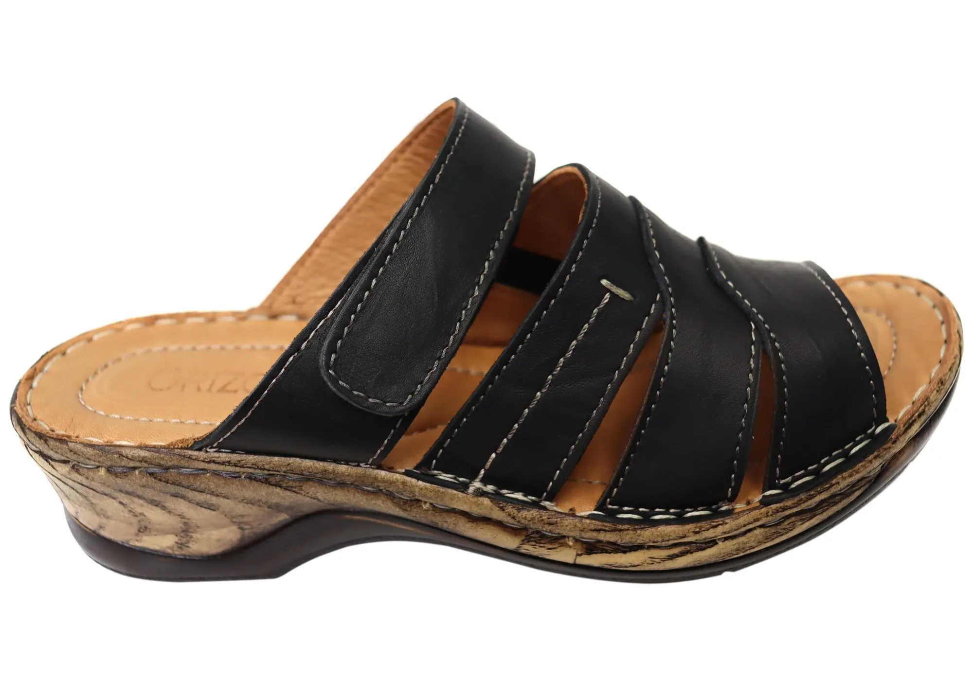 Orizonte Toranto Womens Comfortable European Leather Slides Sandals Orizonte Shoes