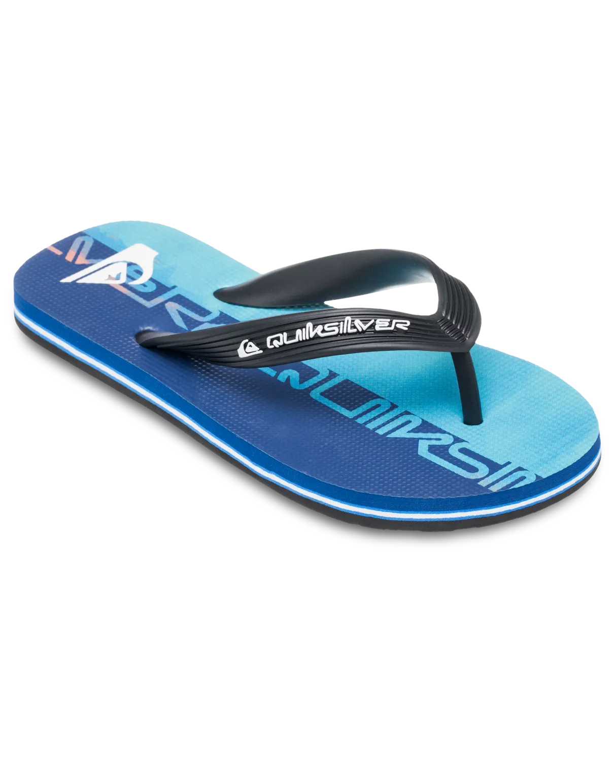 Quiksilver Clothing Boys Molokai Art 25 Flip Flops in Nebulas Blue Wordblock
