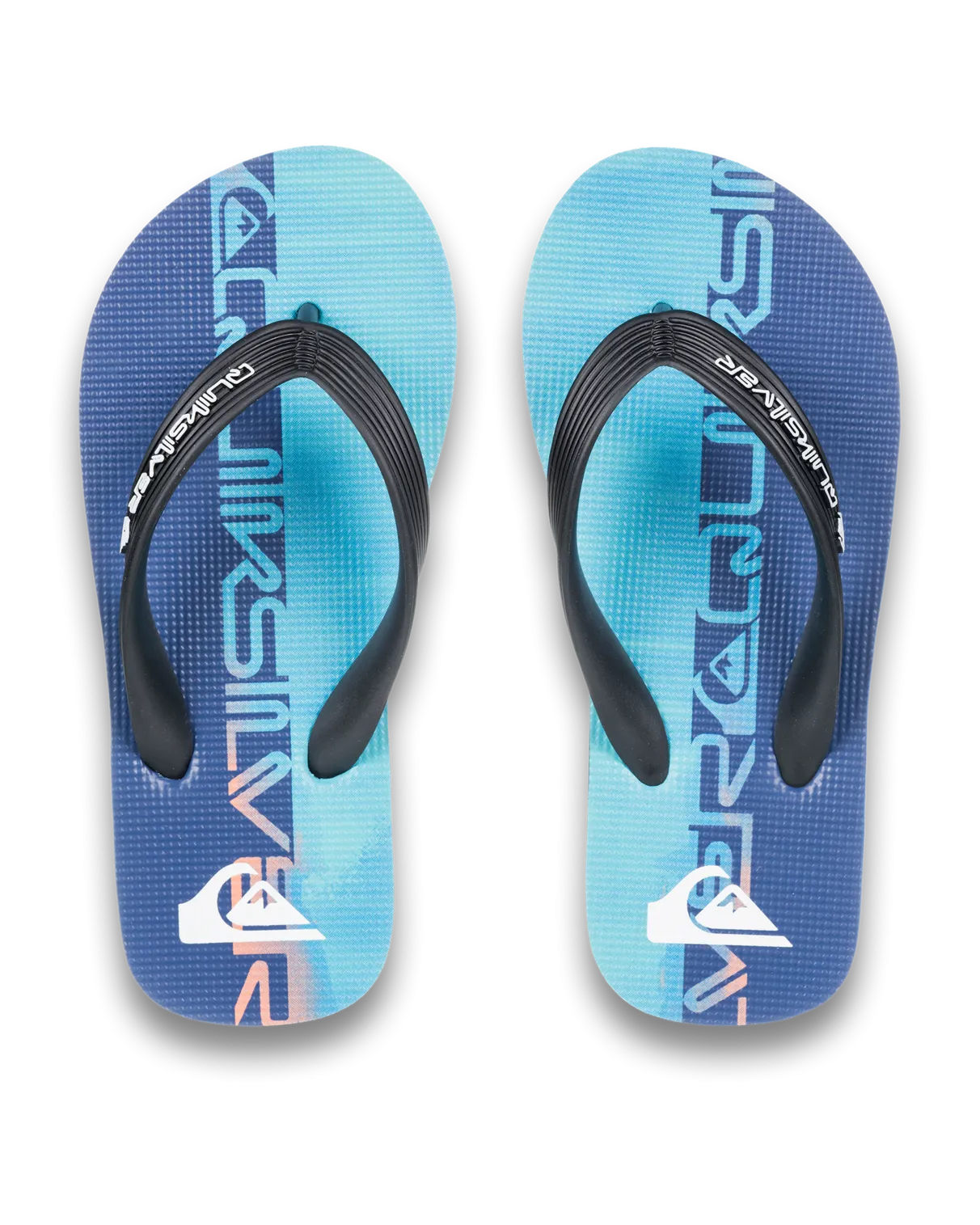Quiksilver Clothing Boys Molokai Art 25 Flip Flops in Nebulas Blue Wordblock