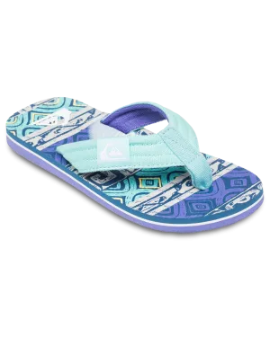 Quiksilver Clothing Boys Molokai Layback II Flip Flops in Dusted Peri Global Heat