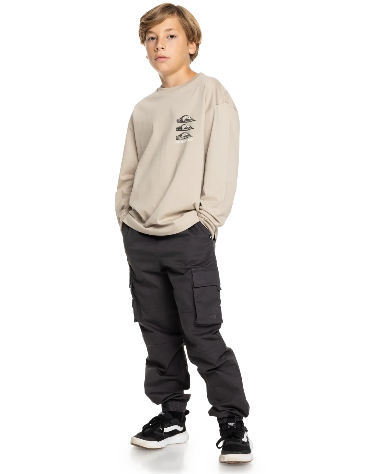Quiksilver Clothing Boys Vintage Mix Long Sleeve T-Shirt in Plaza Taupe