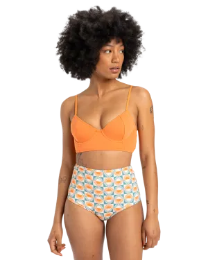 Quiksilver Clothing Melly Hi Waist Surf Bikini Bottoms in Brittany Blue Florever