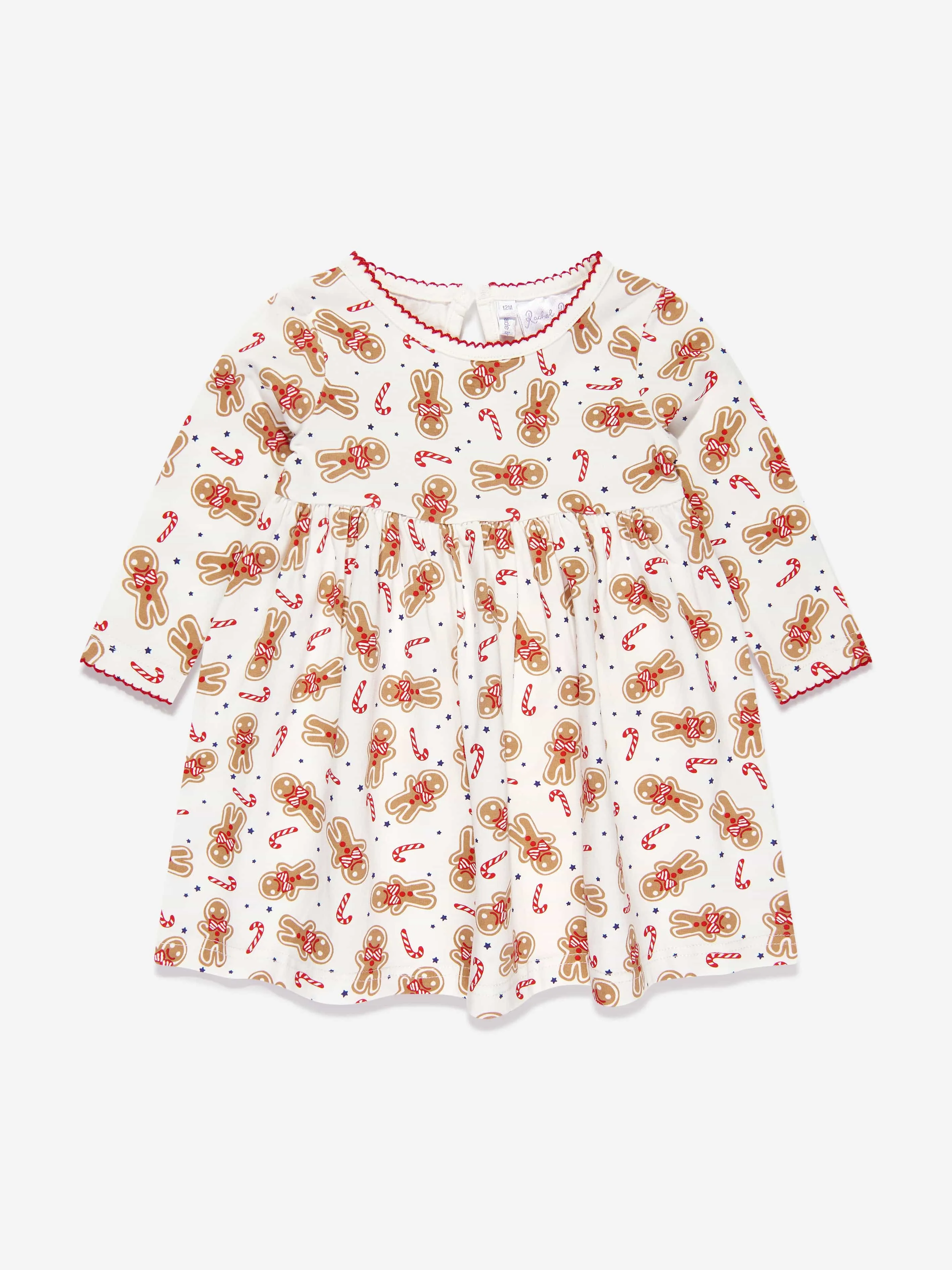 Rachel Riley Baby Girls Gingerbread Jersey Dress in White