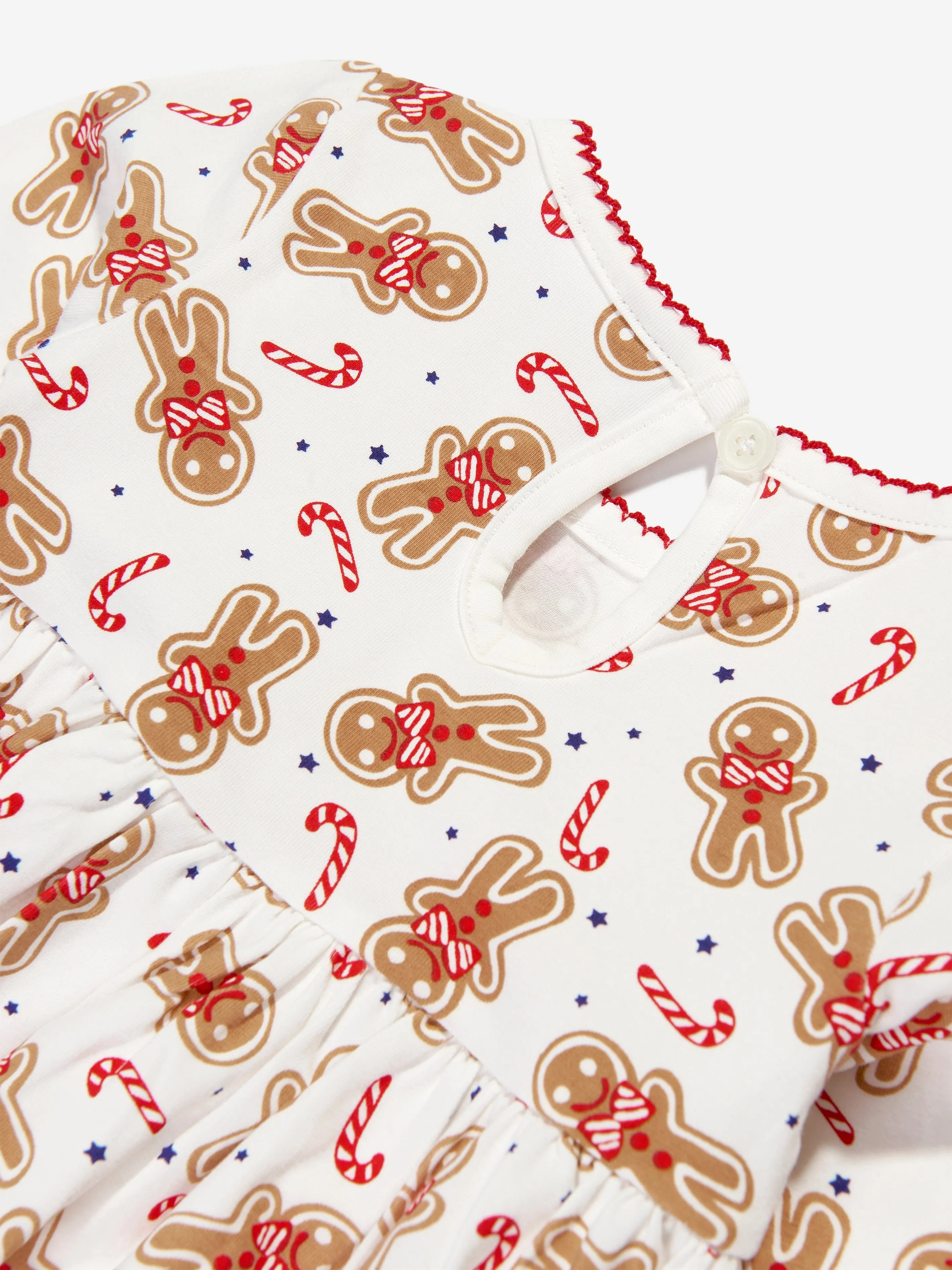 Rachel Riley Baby Girls Gingerbread Jersey Dress in White