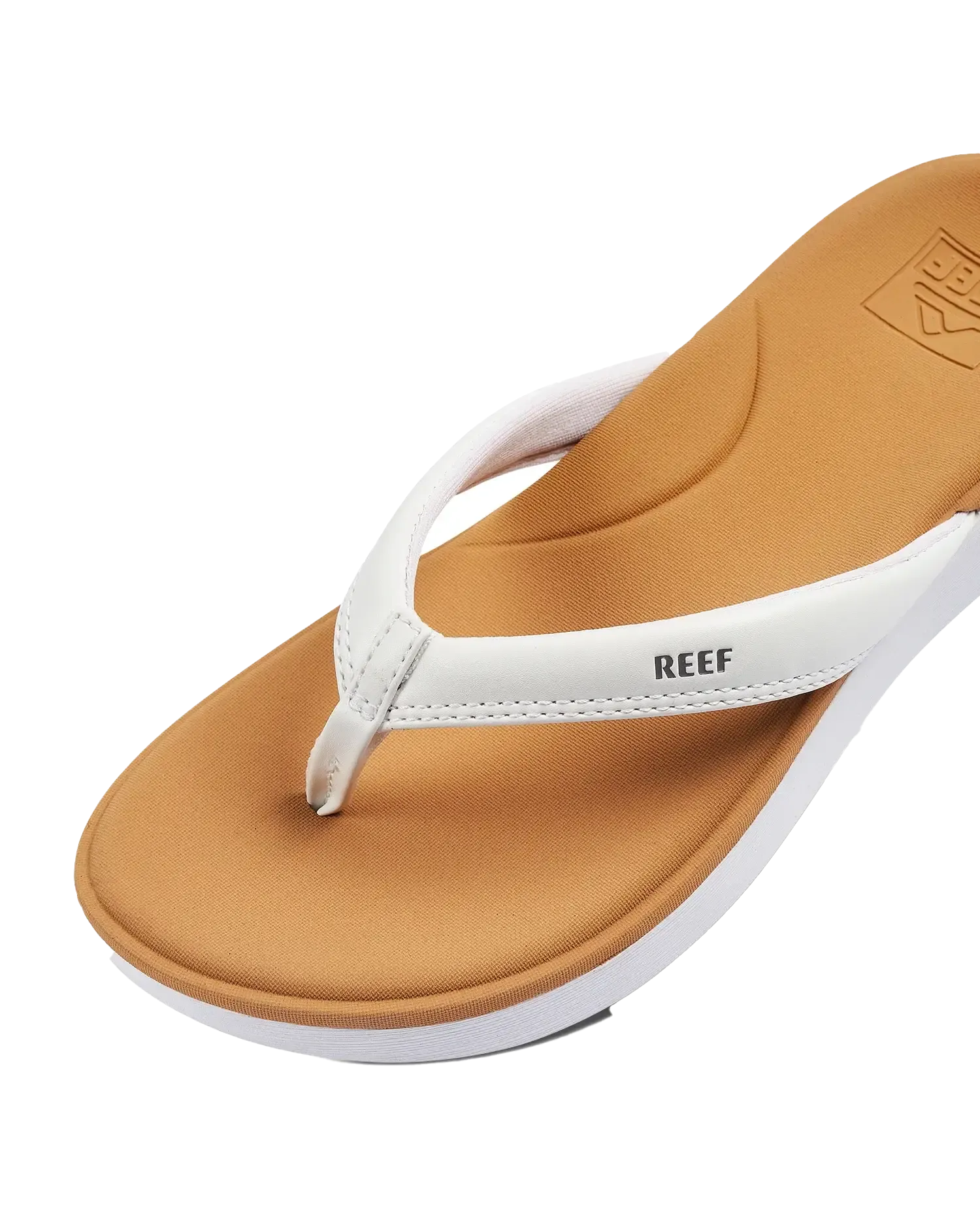 Reef Shoes Cushion Cloud Flip Flops in White & Tan