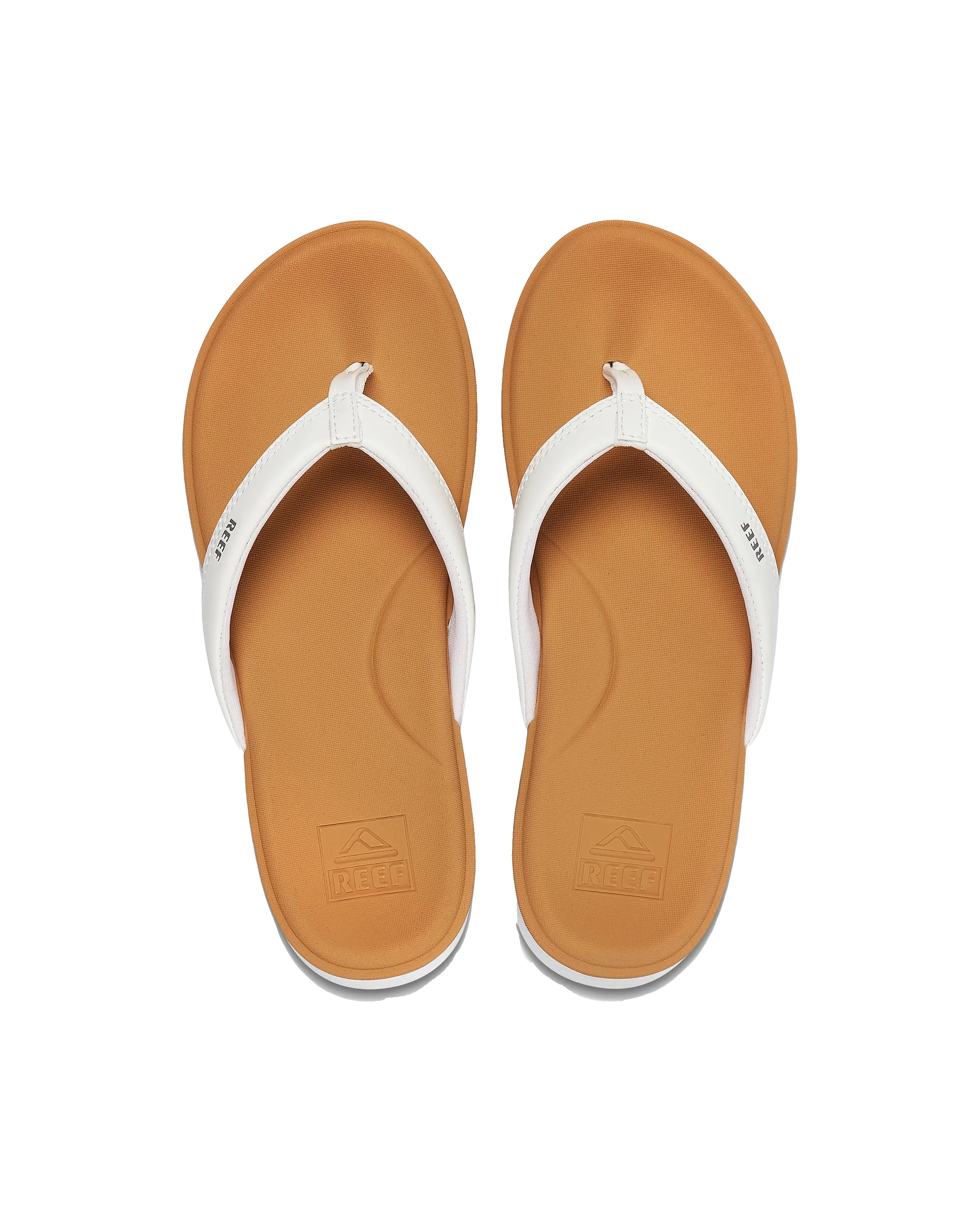 Reef Shoes Cushion Cloud Flip Flops in White & Tan