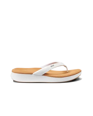Reef Shoes Cushion Cloud Flip Flops in White & Tan
