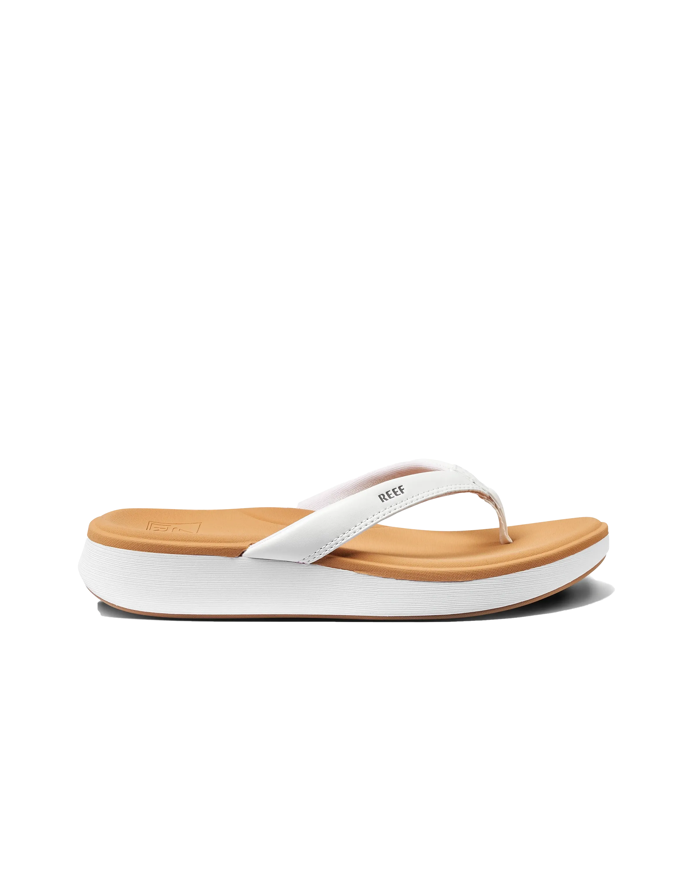 Reef Shoes Cushion Cloud Flip Flops in White & Tan