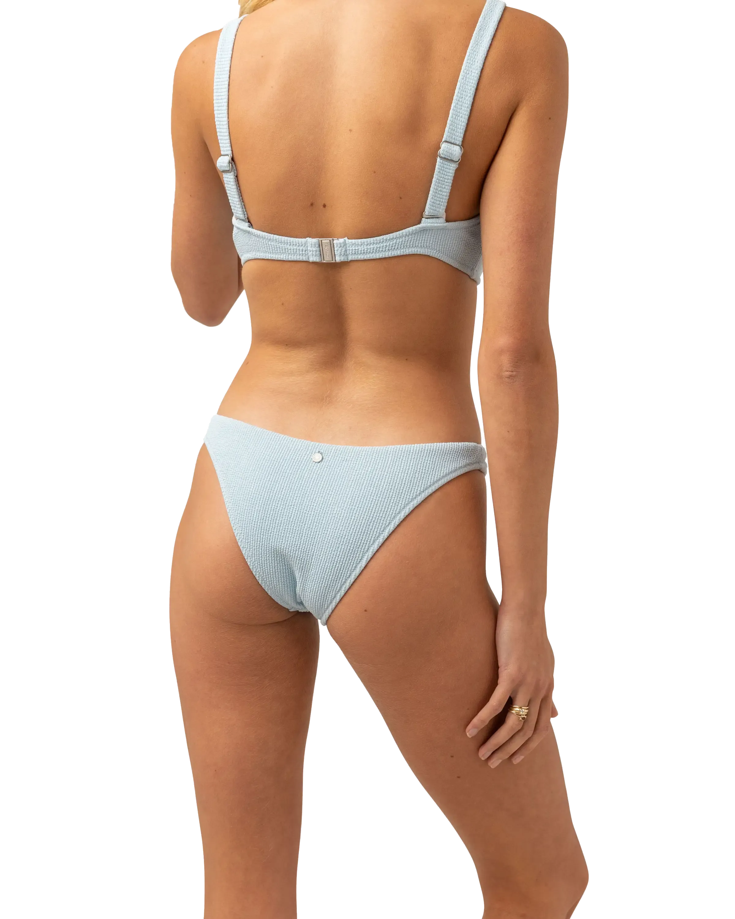 Rhythm Clothing Isla Rib Hi Cut Bikini Bottoms in Cool Blue