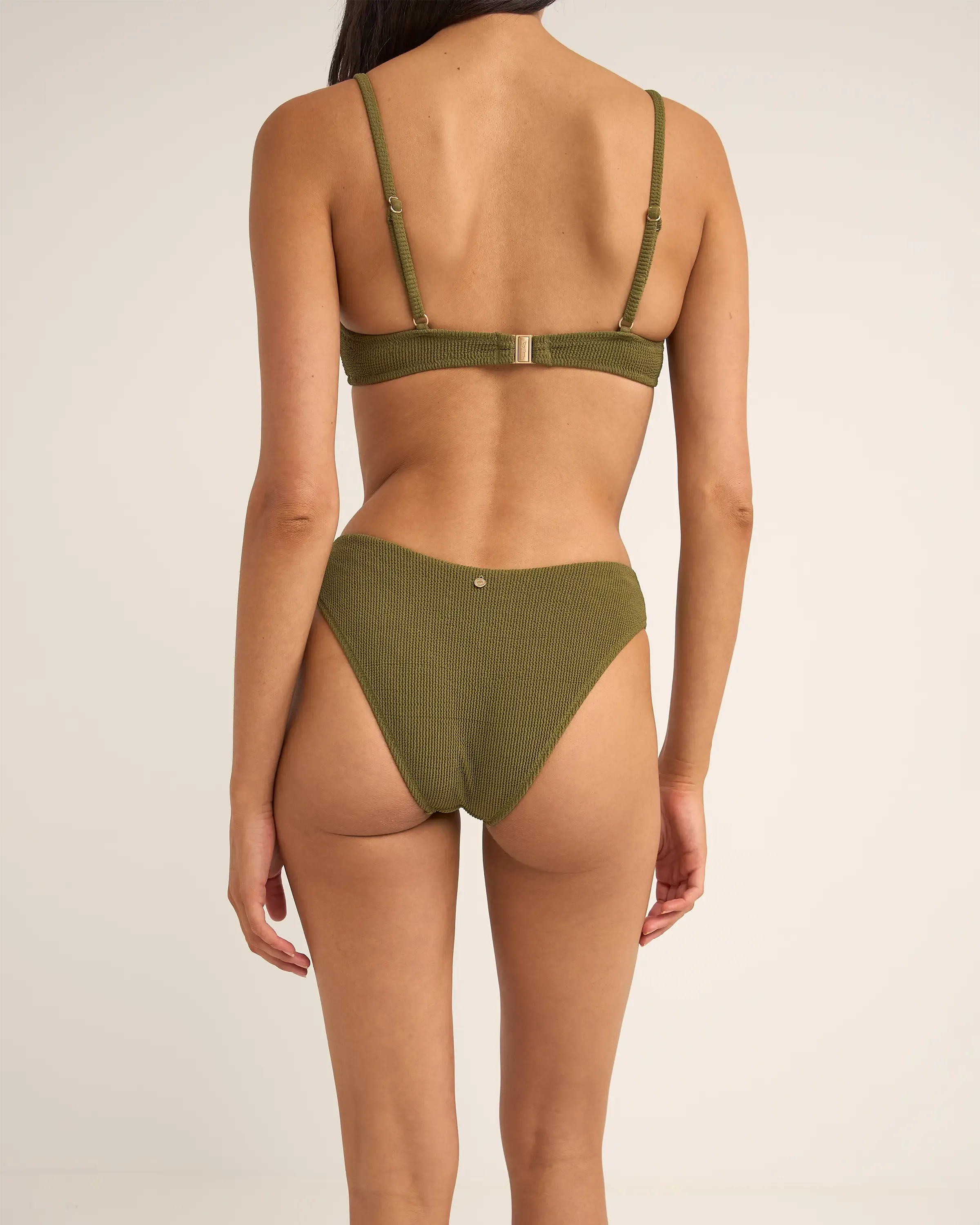 Rhythm Clothing Isla Rib Holiday Bikini Bottoms in Ivy