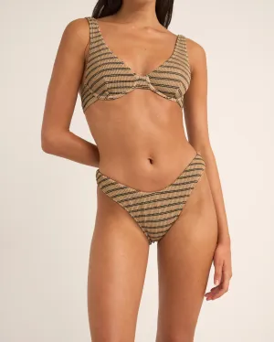 Rhythm Clothing Sol Stripe Hi Cut Bikini Bottoms in Black