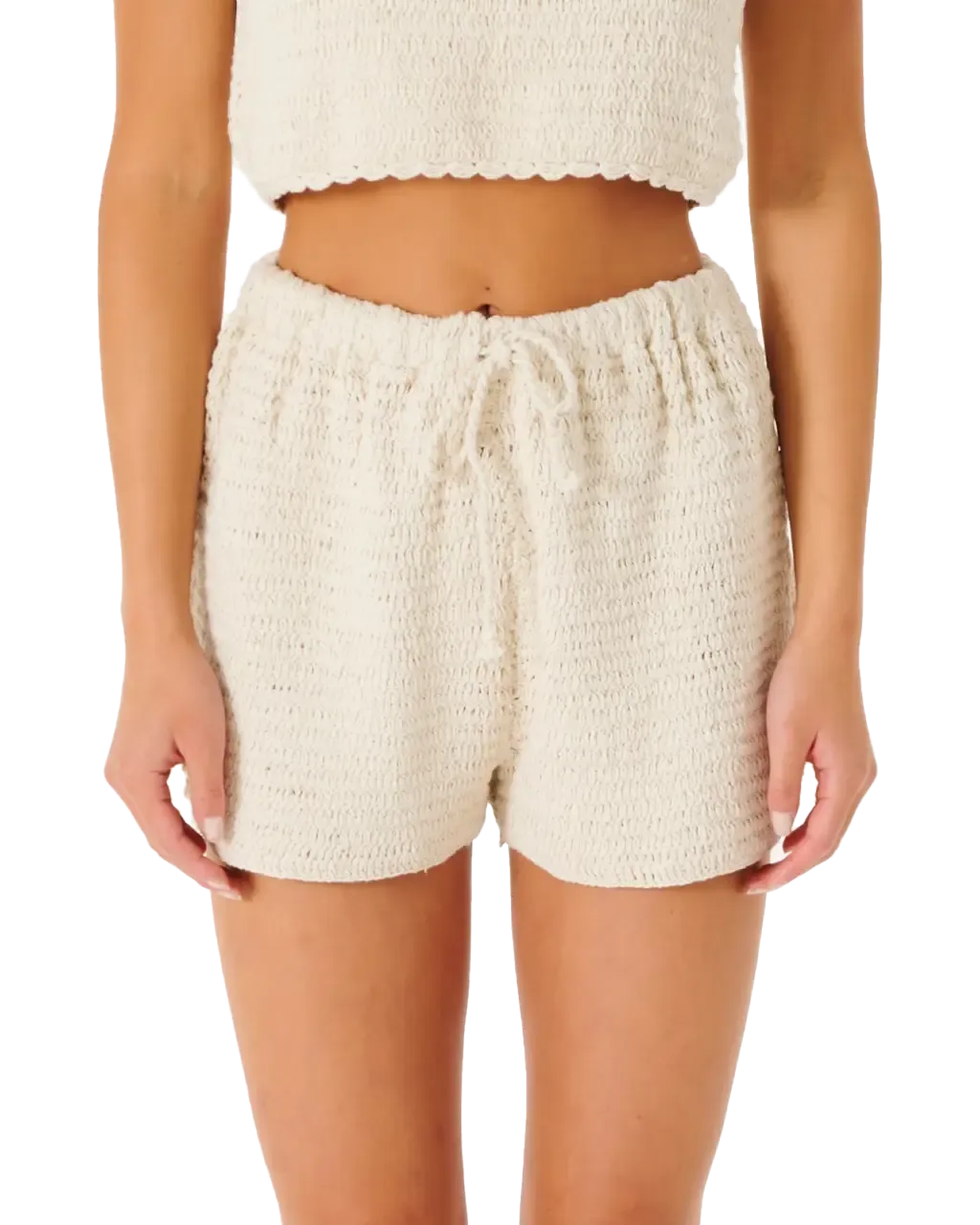 Rip Curl Clothing Oceans Together Crochet Shorts in Off White