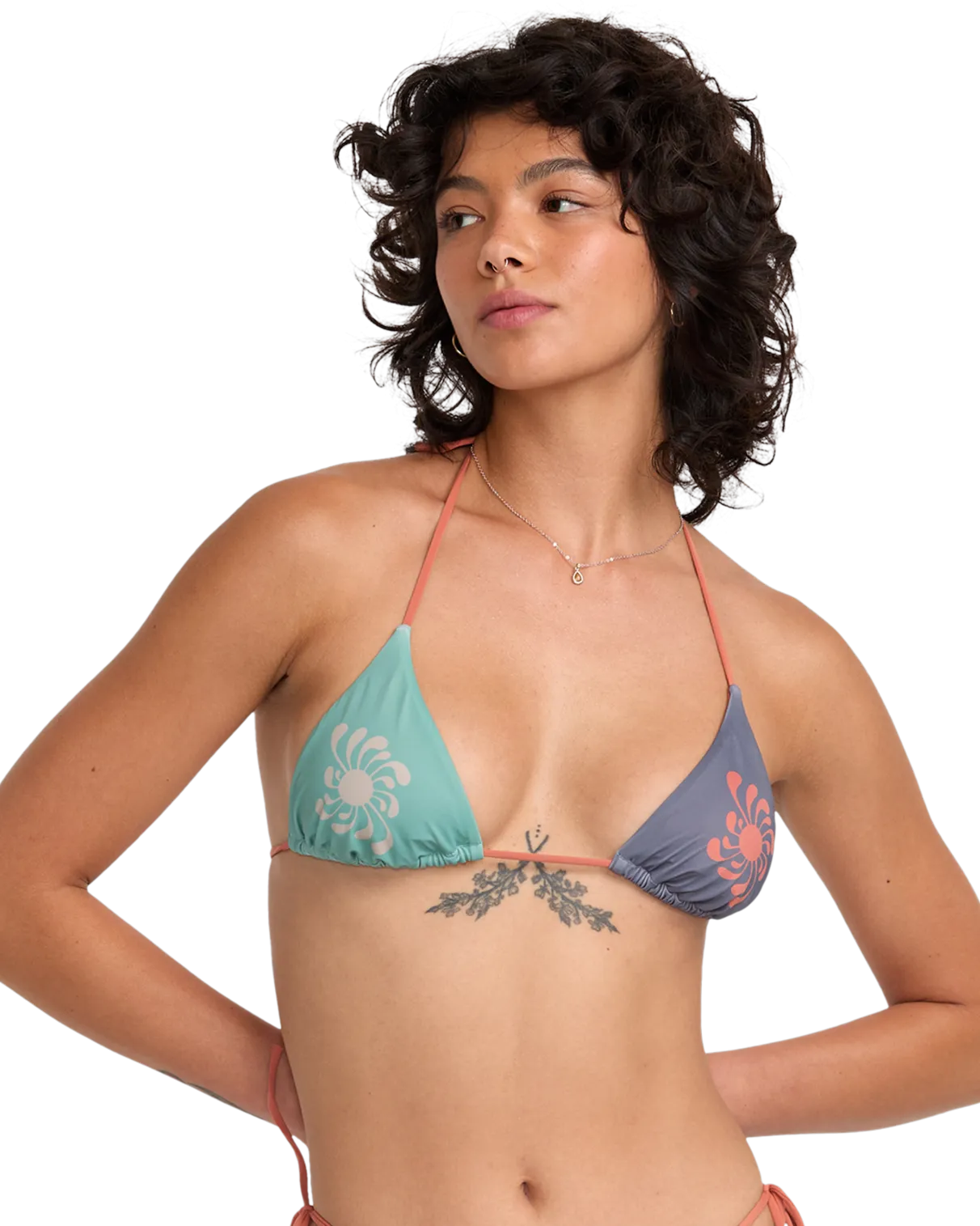 RVCA Clothing Lauryn Alvarez Halter Tri Bikini Top in Multi