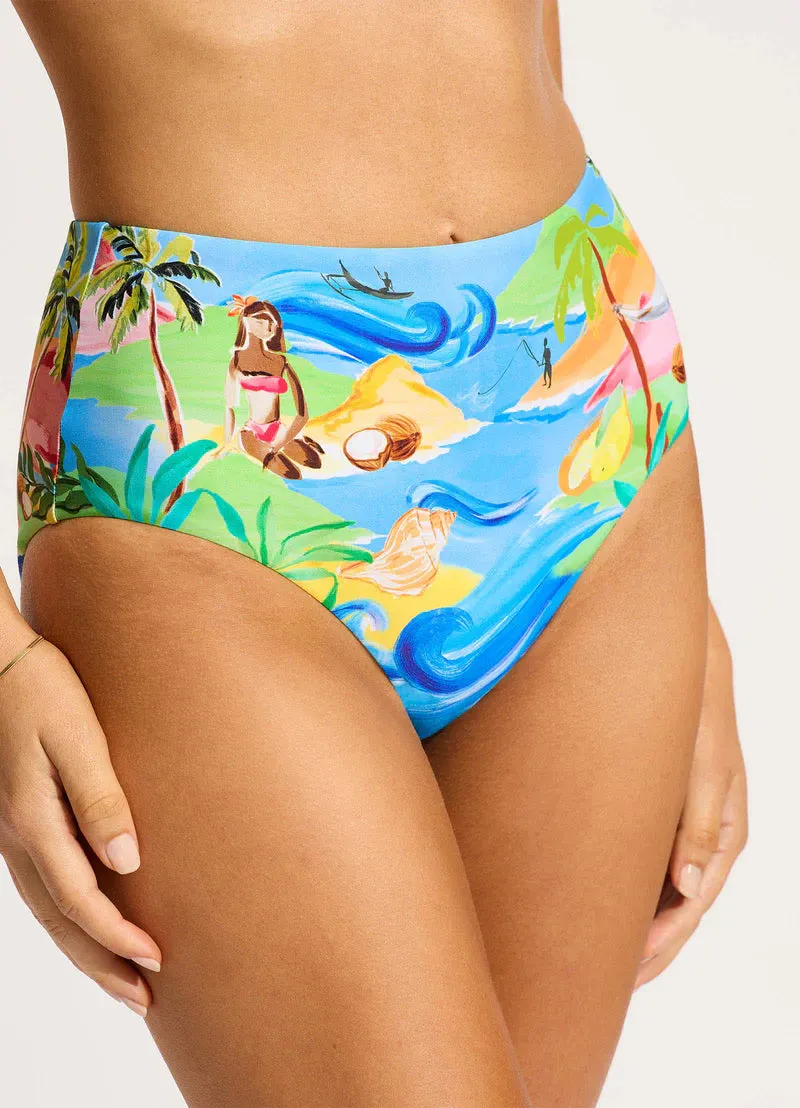 Seafolly South Pacific High Waist Hipster Bikini Bottom - Turquoise Seafolly Clothing