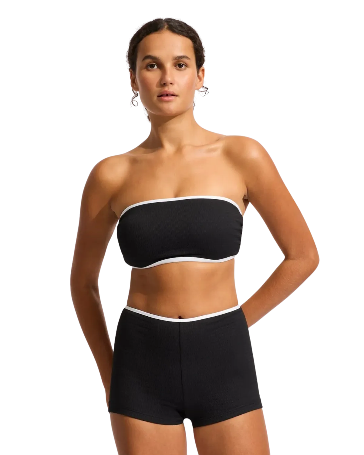 Seafolly Women Swimwear Beach Bound Boyleg Bikini Bottoms in Black