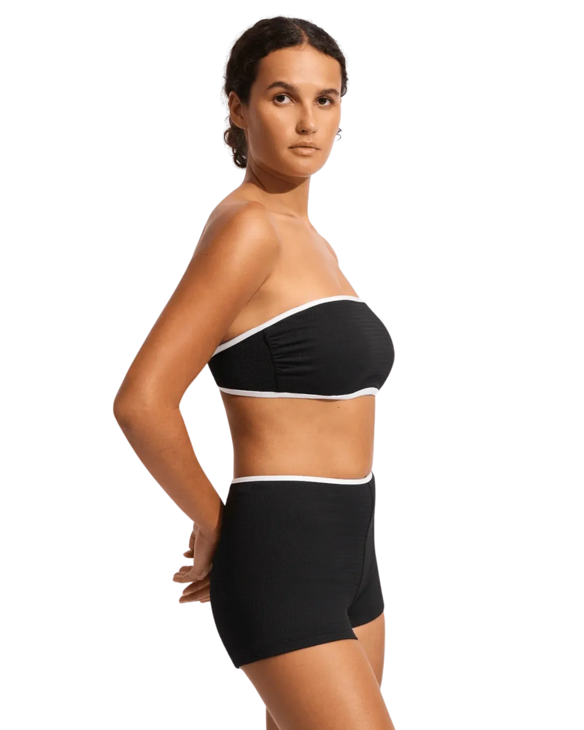 Seafolly Women Swimwear Beach Bound Boyleg Bikini Bottoms in Black