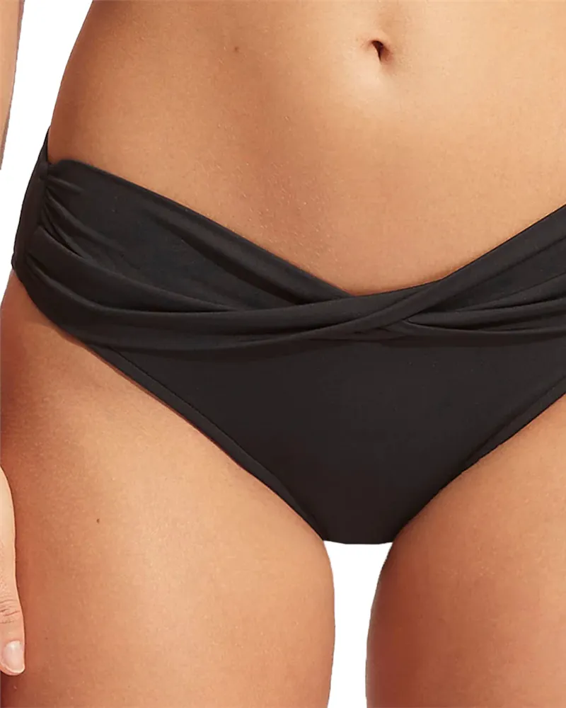 Seafolly Women Swimwear Collective Twist Band Hipster Bikini Bottoms in Black