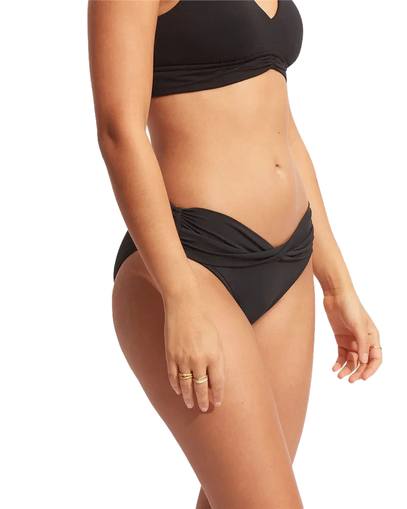 Seafolly Women Swimwear Collective Twist Band Hipster Bikini Bottoms in Black
