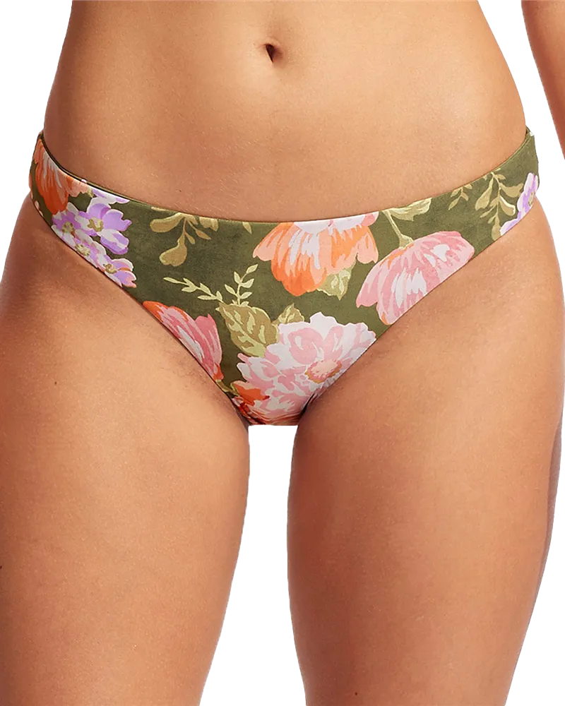 Seafolly Women Swimwear Paradise Garden Reversible Bikini Bottoms in Avocado