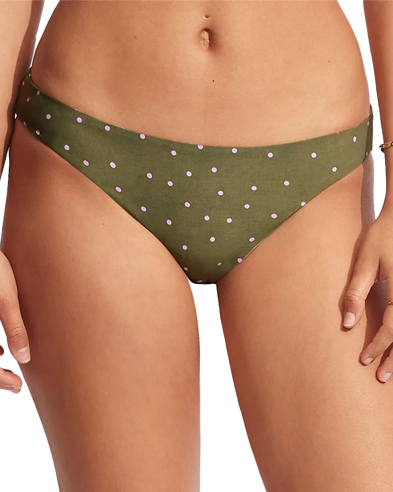 Seafolly Women Swimwear Paradise Garden Reversible Bikini Bottoms in Avocado