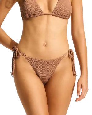 Seafolly Women Swimwear Sea Dive Tie Side Rio Bikini Bottoms in Bronze