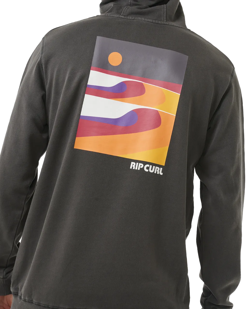 Surf Revival Lined Up Hoodie in Washed Black