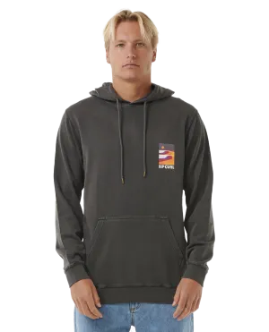 Surf Revival Lined Up Hoodie in Washed Black