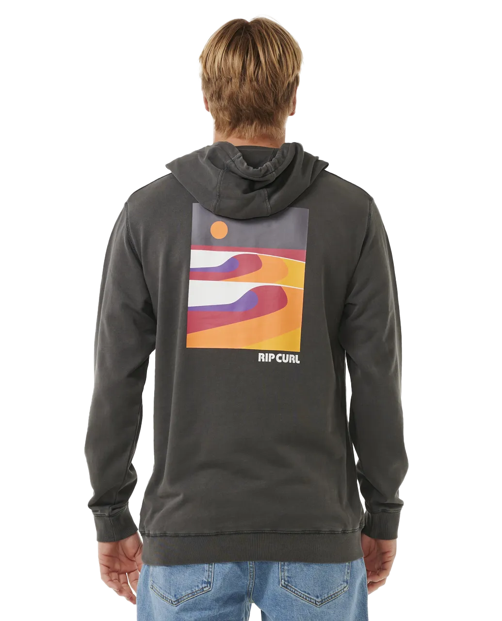 Surf Revival Lined Up Hoodie in Washed Black