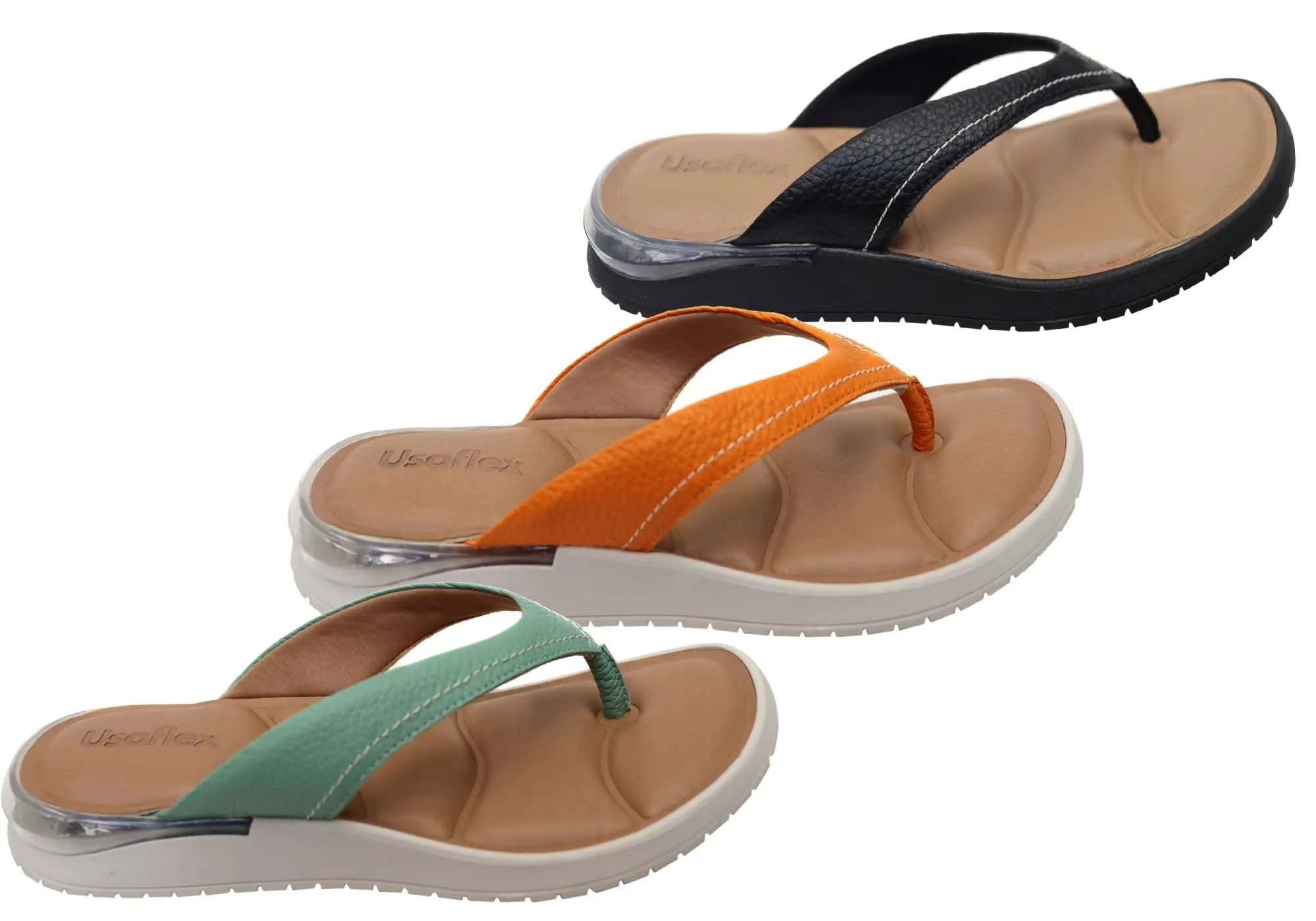 Usaflex Resort Womens Comfortable Brazilian Leather Thongs Sandals Usaflex Shoes