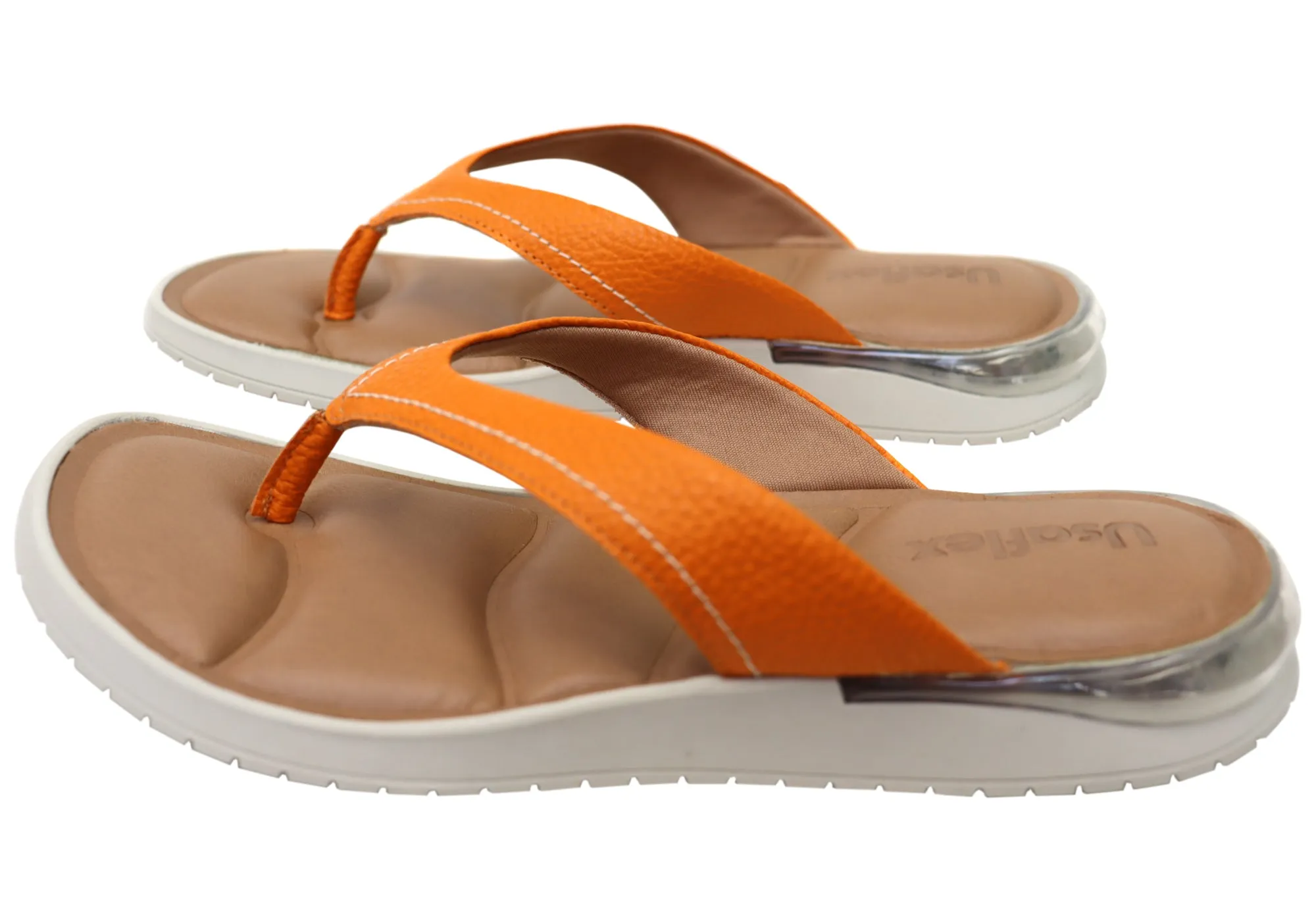 Usaflex Resort Womens Comfortable Brazilian Leather Thongs Sandals Usaflex Shoes