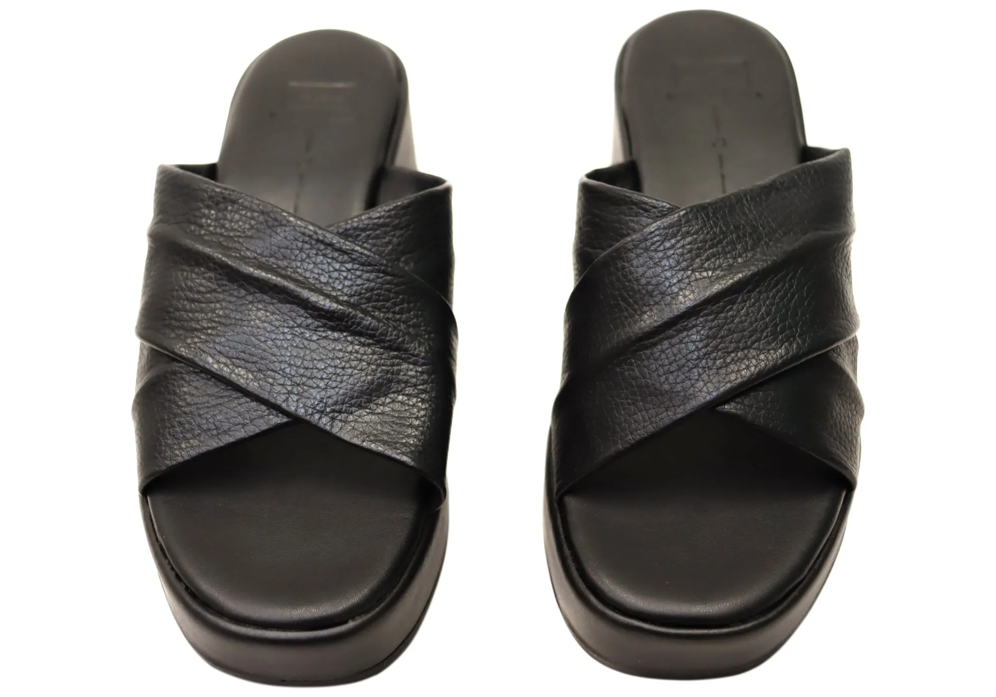 Via Paula Ginza Womens Brazilian Leather Platform Slides Sandals Via Paula Shoes