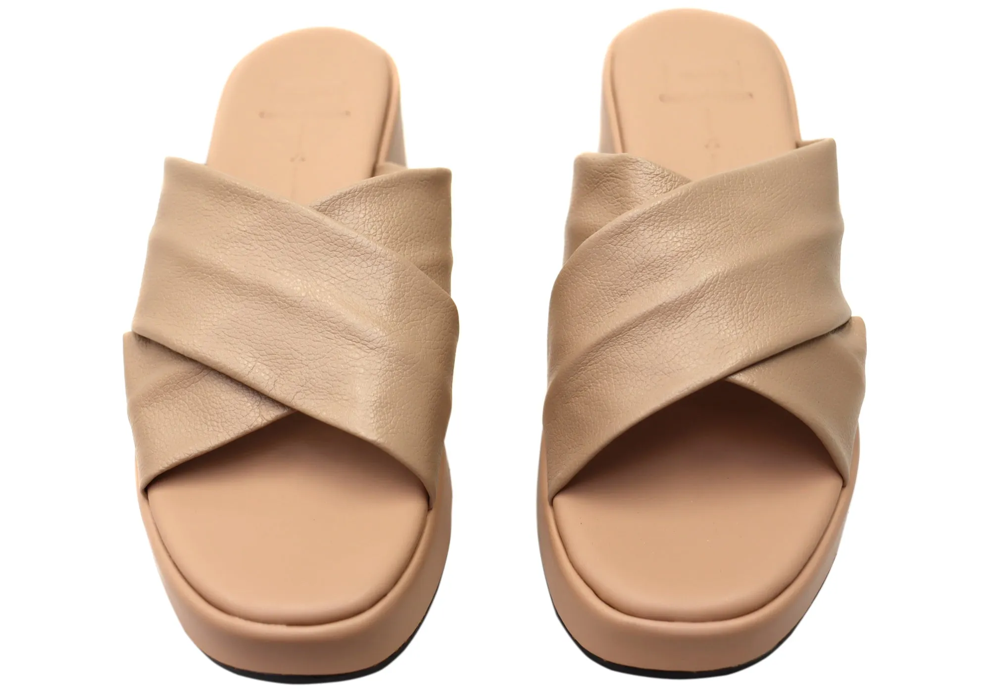 Via Paula Ginza Womens Brazilian Leather Platform Slides Sandals Via Paula Shoes