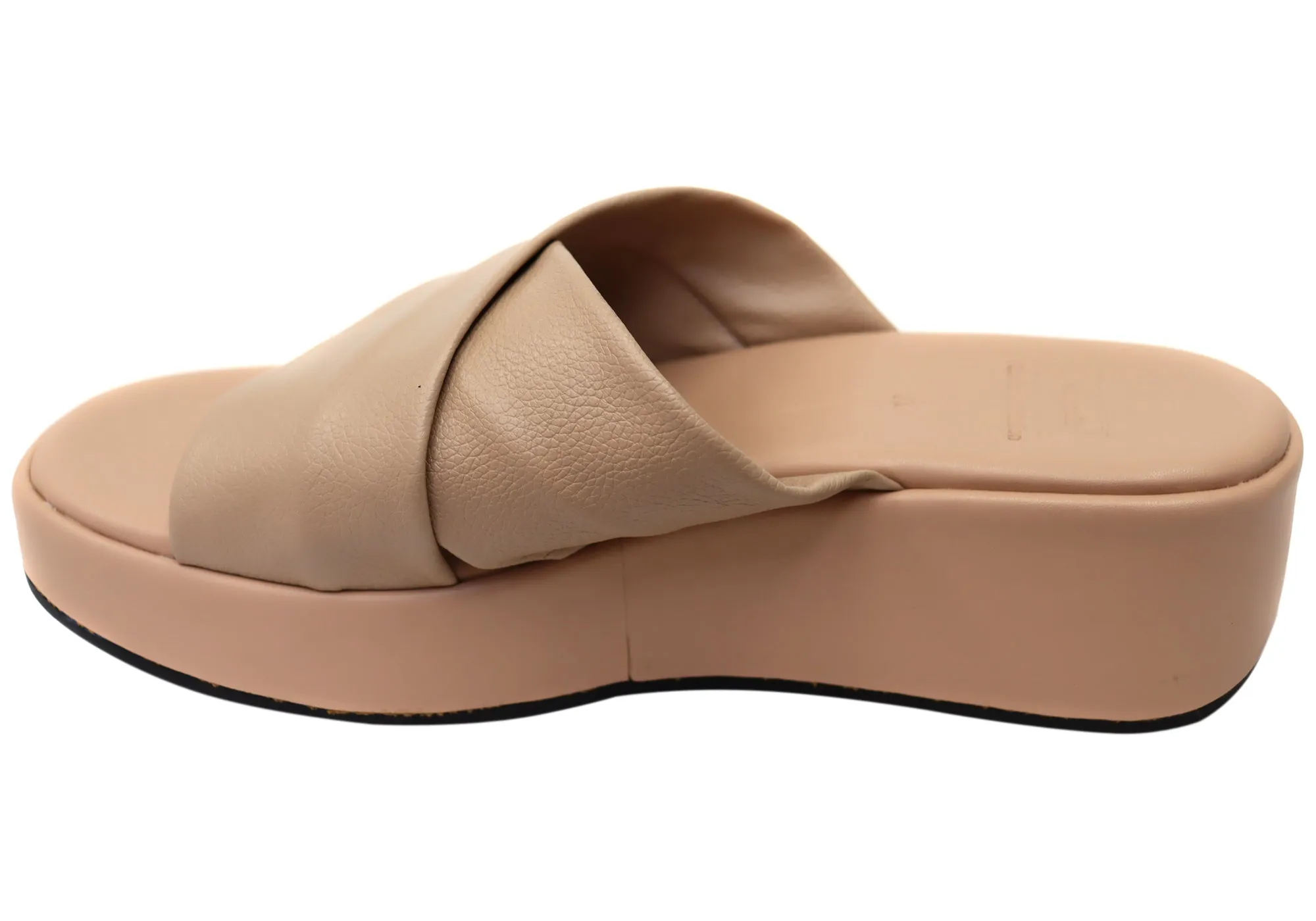 Via Paula Ginza Womens Brazilian Leather Platform Slides Sandals Via Paula Shoes