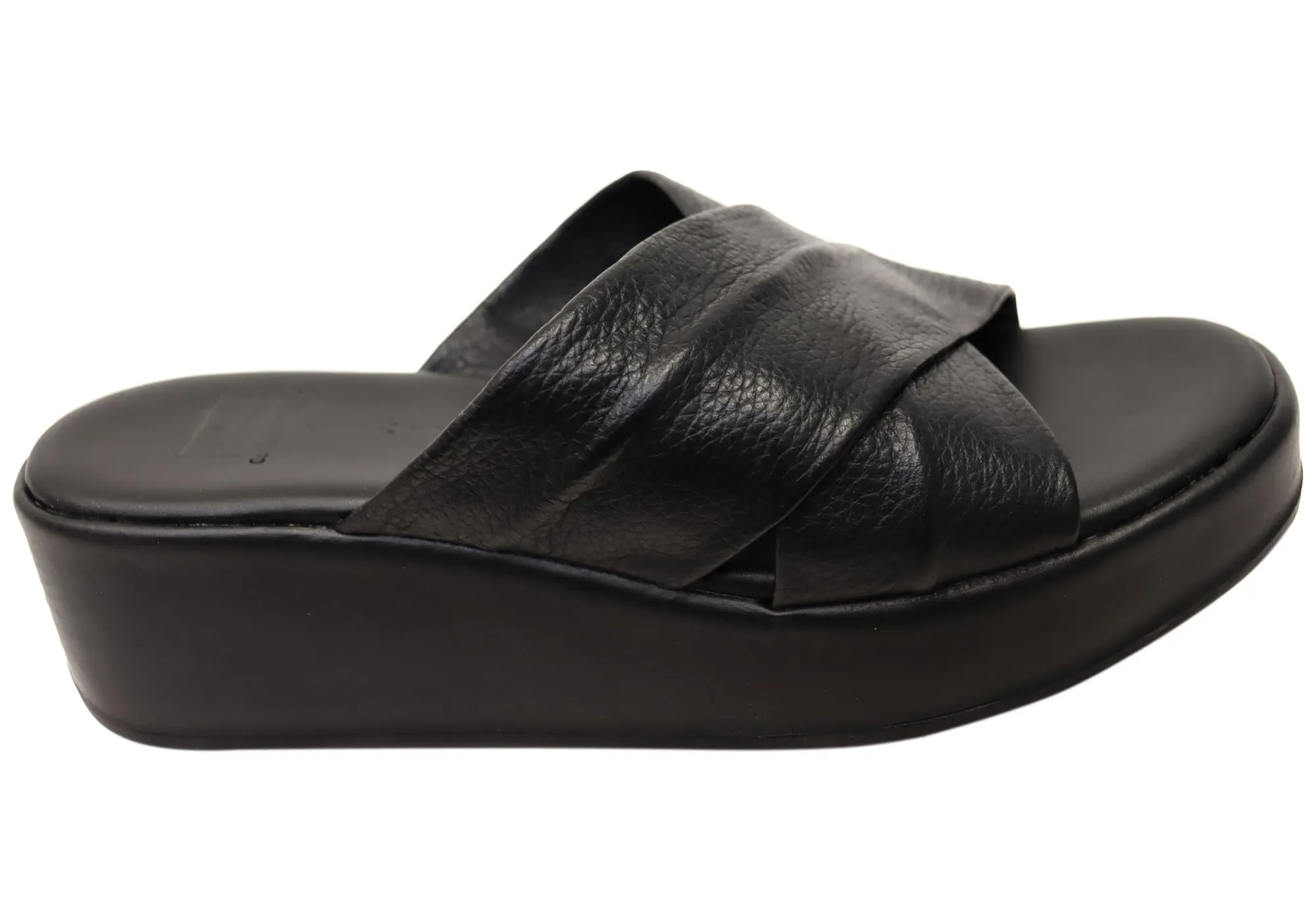 Via Paula Ginza Womens Brazilian Leather Platform Slides Sandals Via Paula Shoes