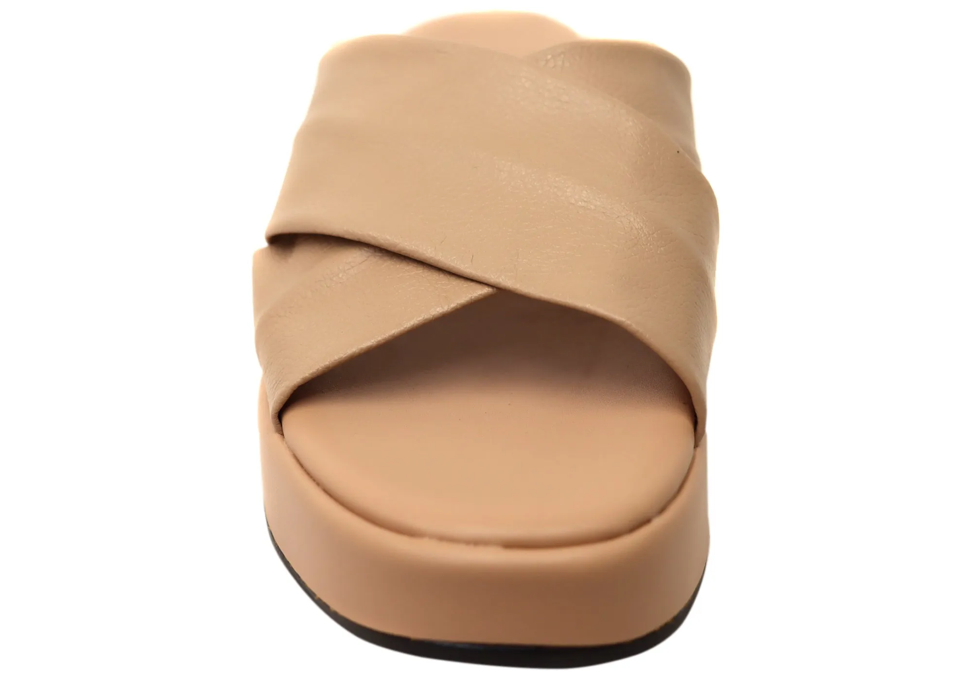 Via Paula Ginza Womens Brazilian Leather Platform Slides Sandals Via Paula Shoes