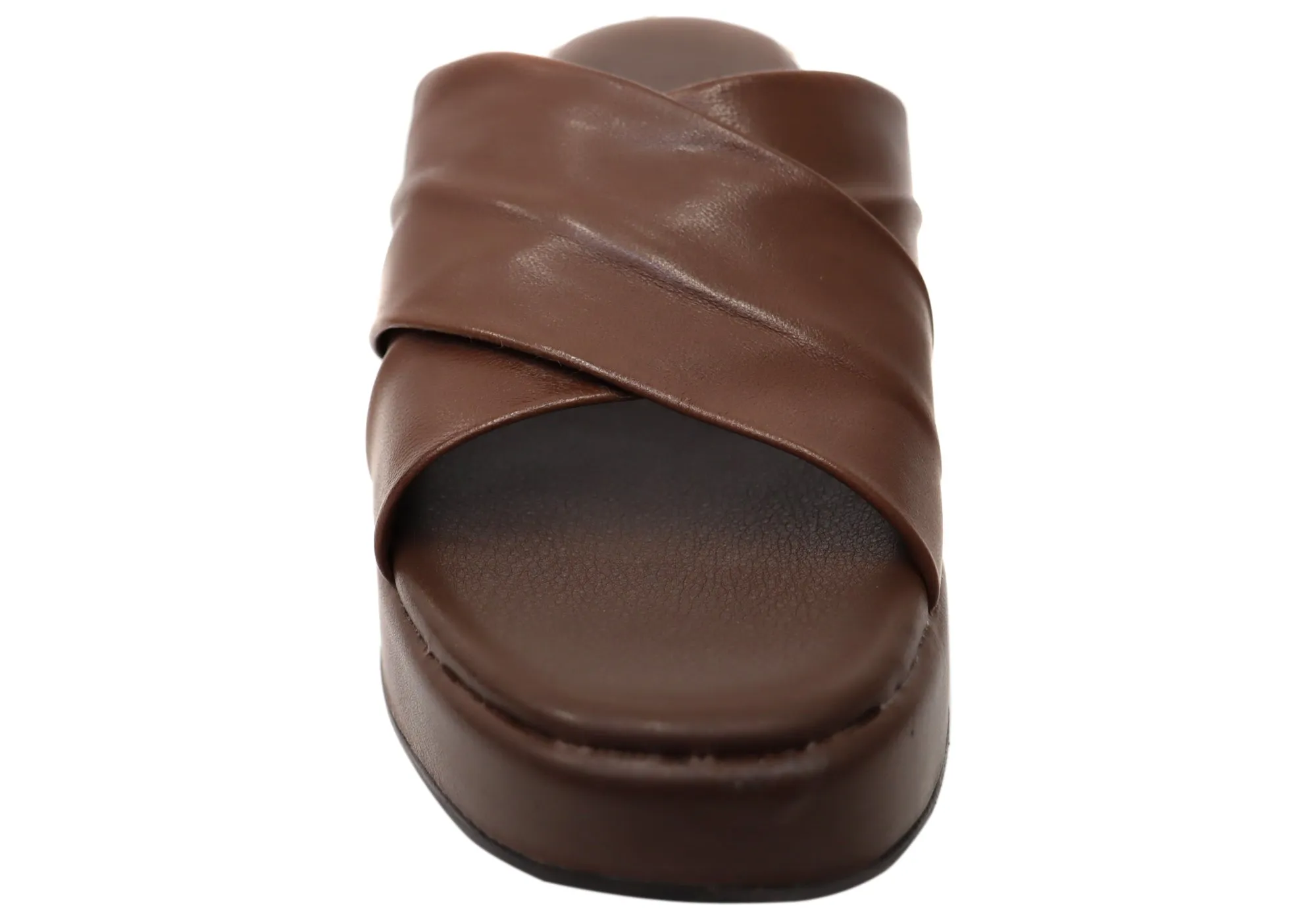 Via Paula Ginza Womens Brazilian Leather Platform Slides Sandals Via Paula Shoes