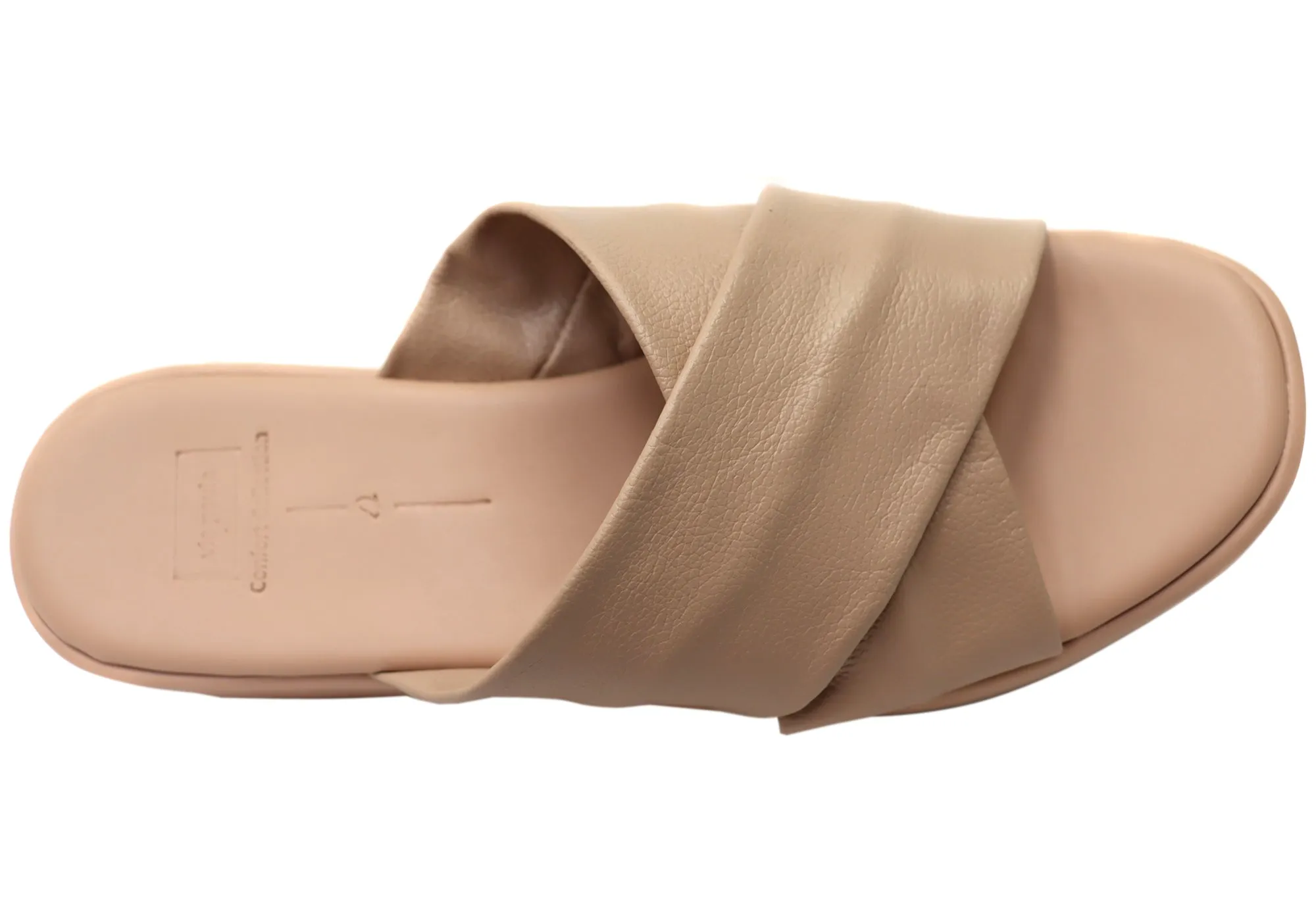 Via Paula Ginza Womens Brazilian Leather Platform Slides Sandals Via Paula Shoes