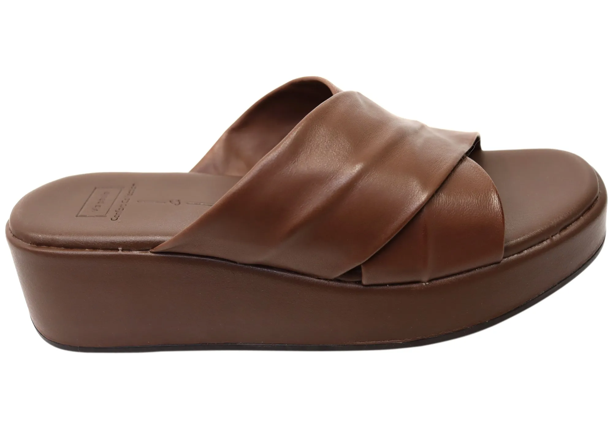 Via Paula Ginza Womens Brazilian Leather Platform Slides Sandals Via Paula Shoes