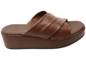 Via Paula Ginza Womens Brazilian Leather Platform Slides Sandals Via Paula Shoes