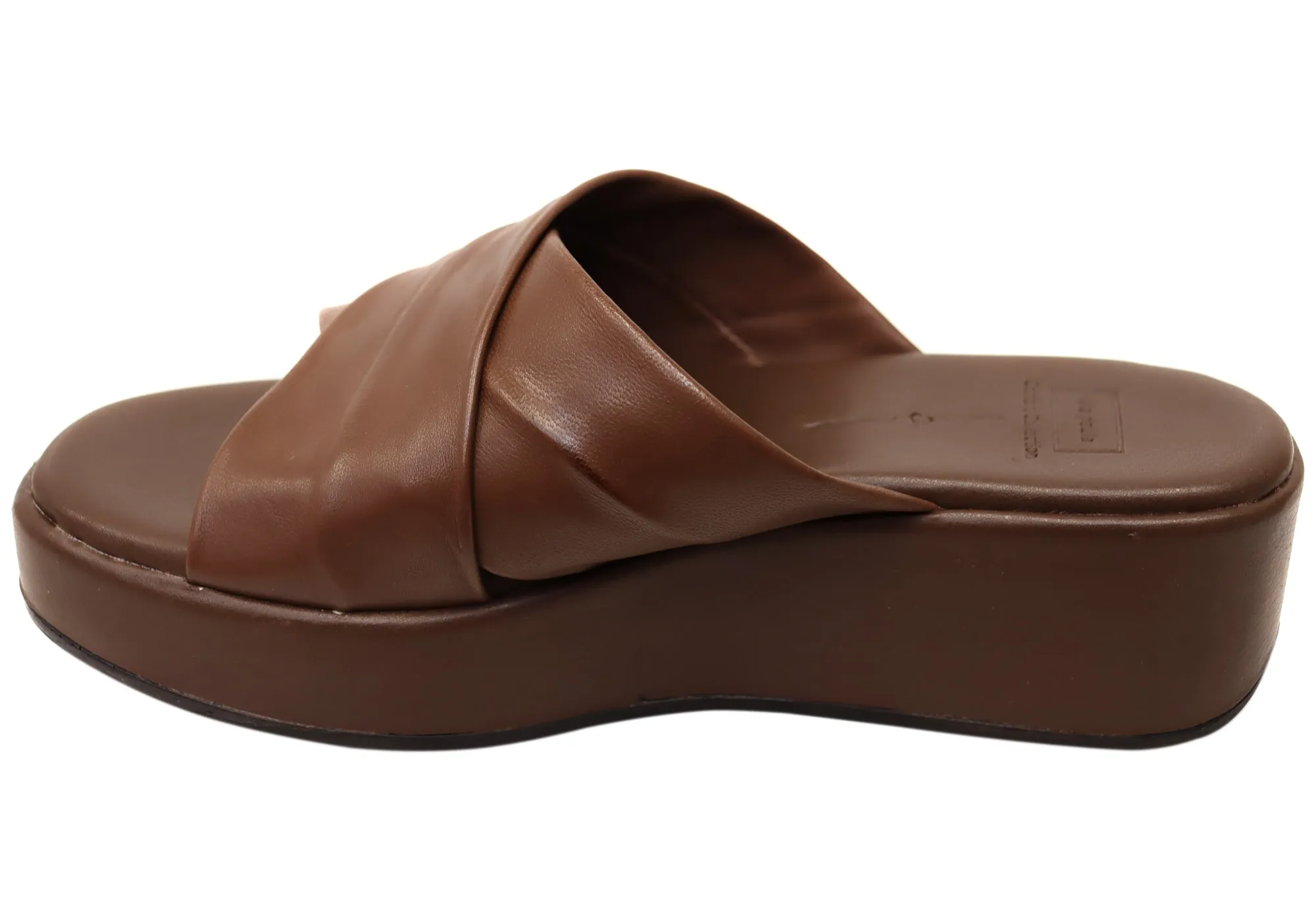 Via Paula Ginza Womens Brazilian Leather Platform Slides Sandals Via Paula Shoes