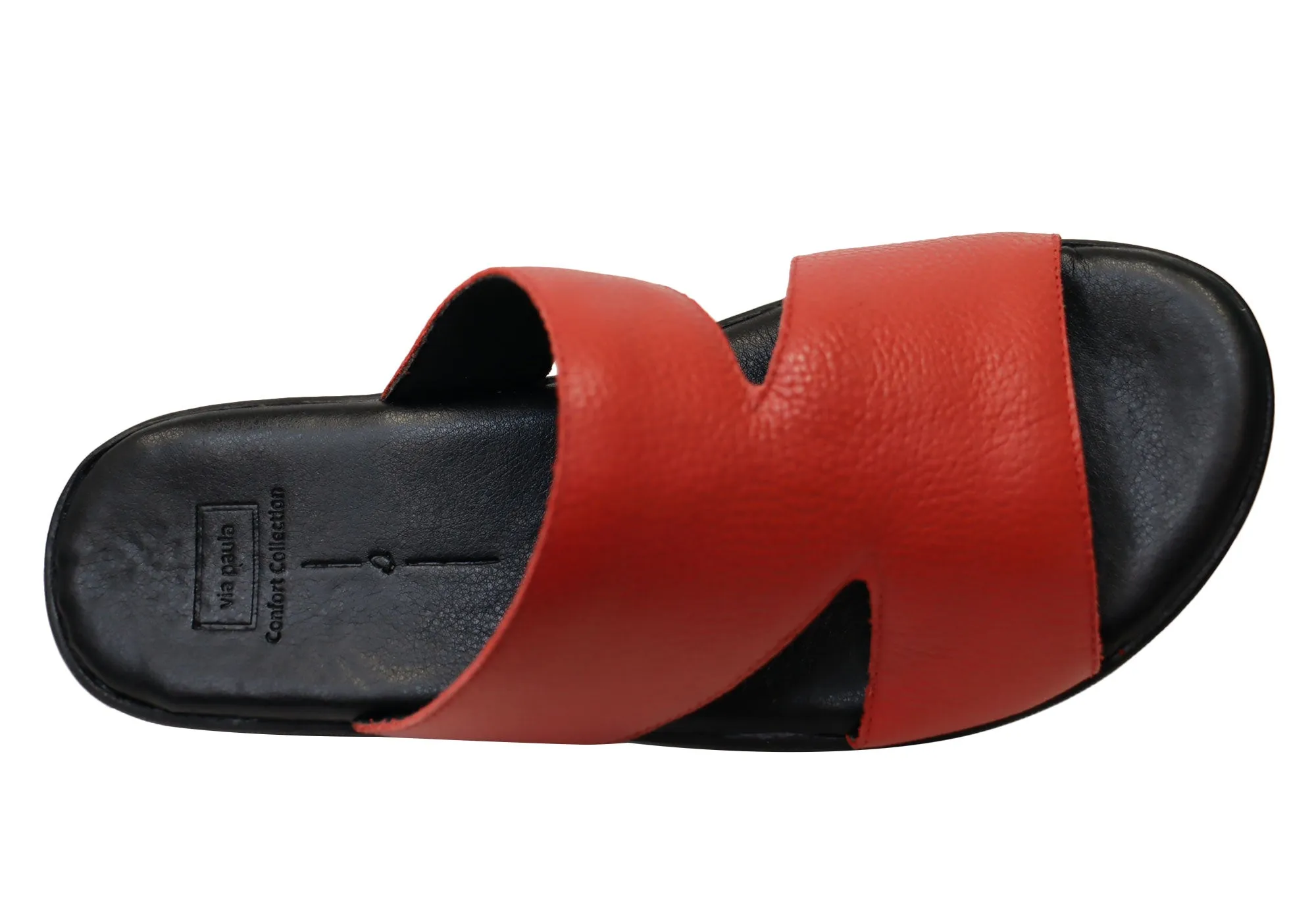 Via Paula Simona Womens Brazilian Comfortable Leather Slides Sandals Via Paula Shoes
